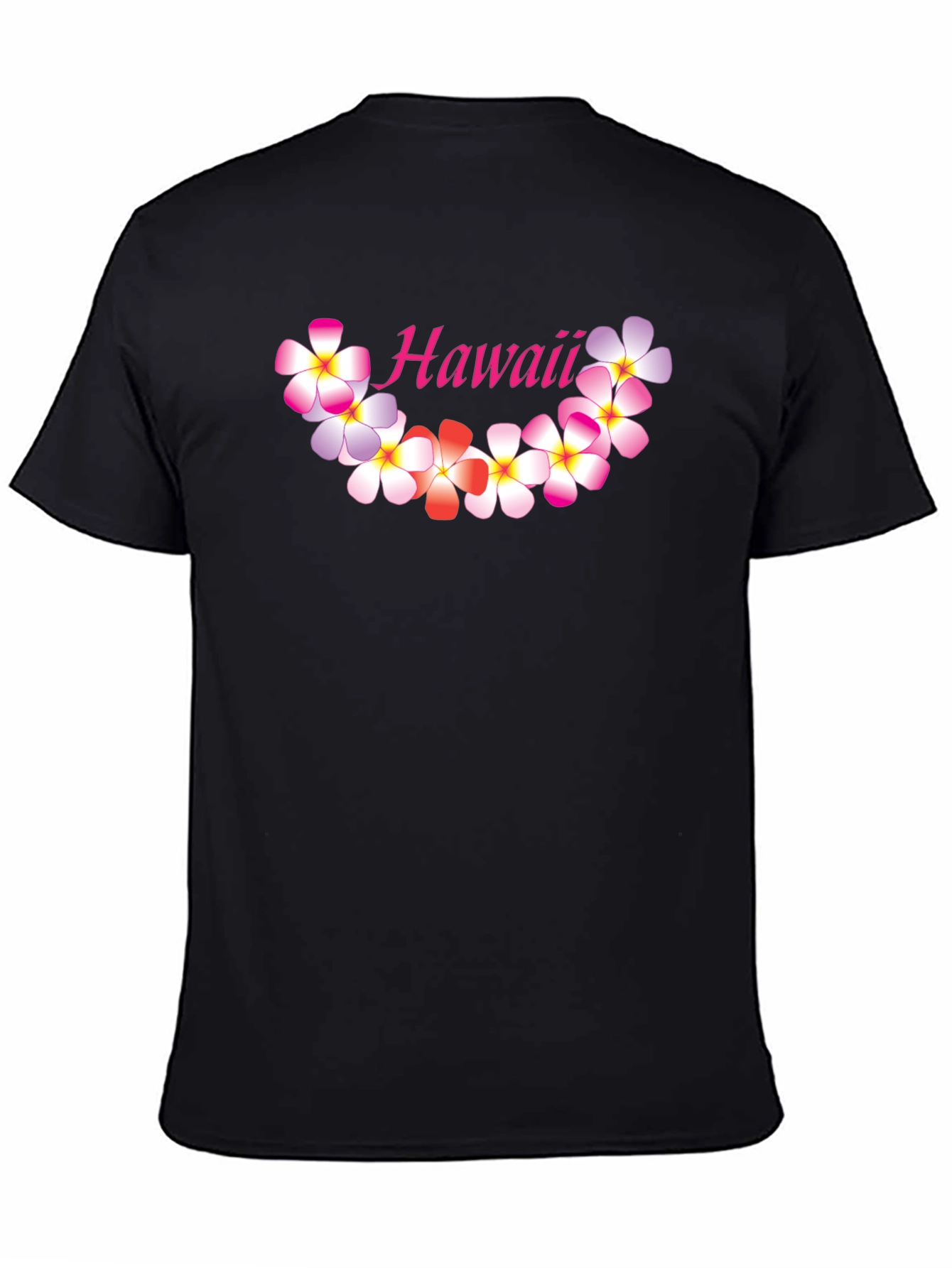 Hawaii Floral Graphic Black T-Shirt