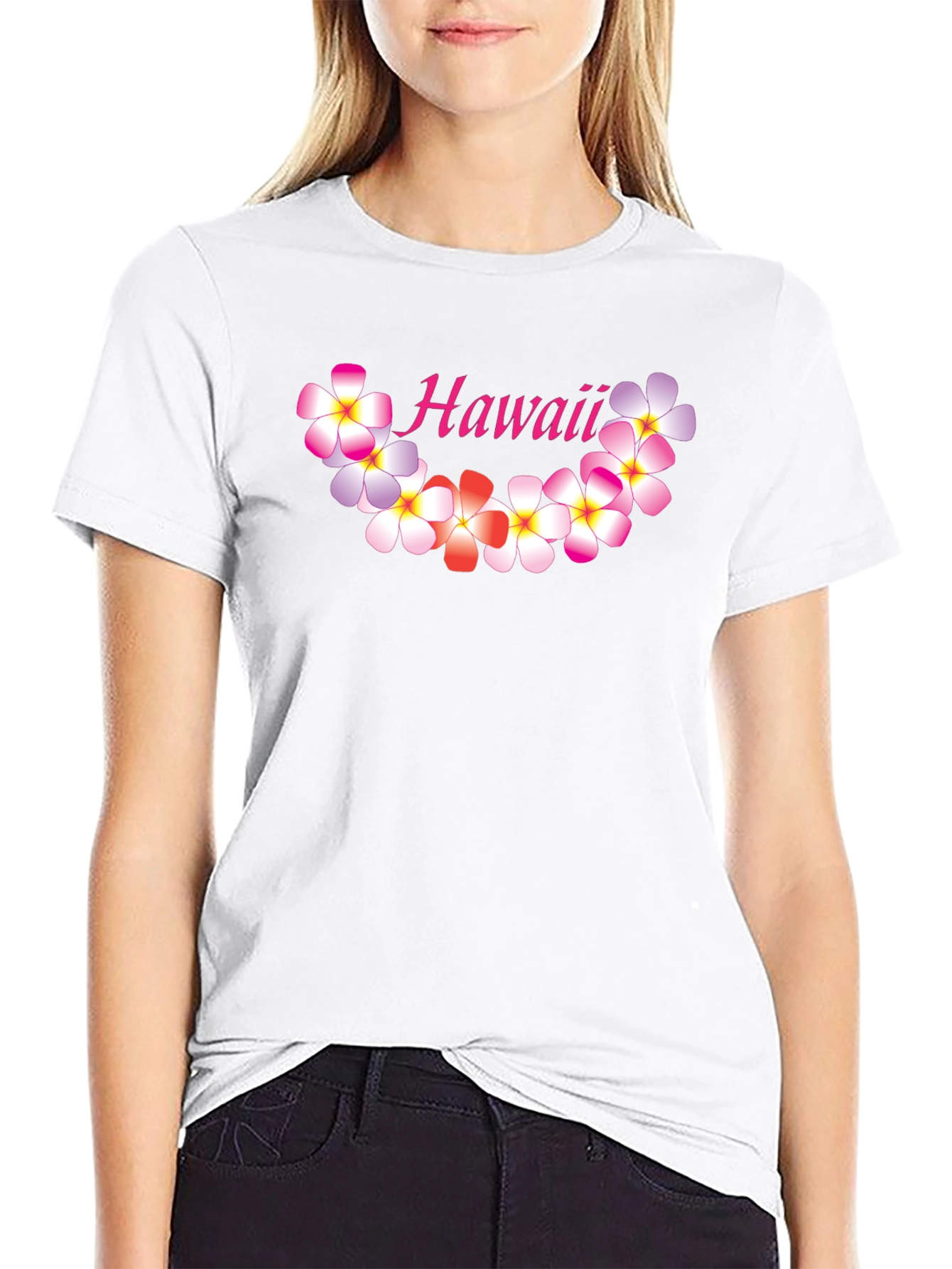 Hawaii Floral Graphic Black T-Shirt