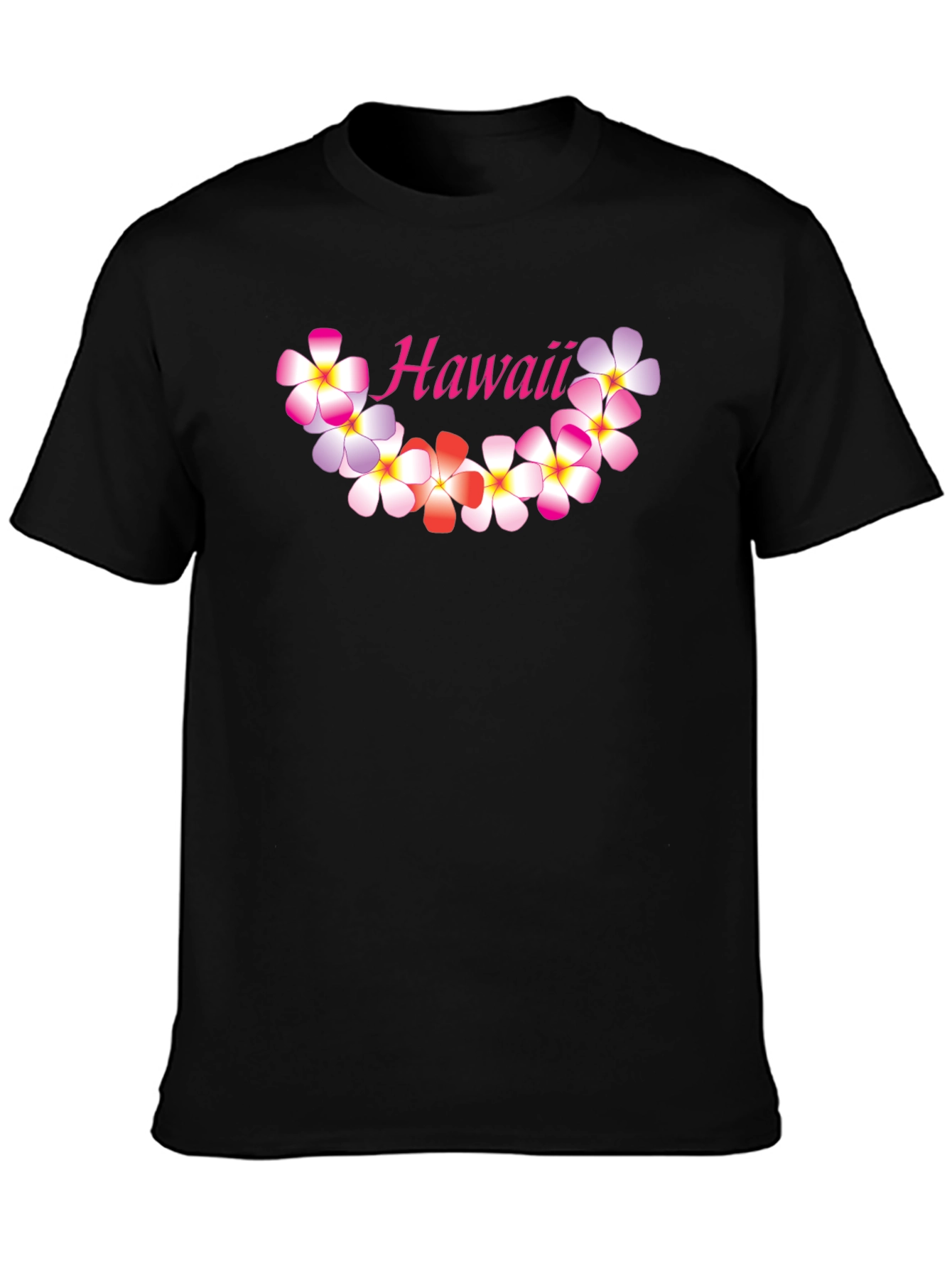 Hawaii Floral Graphic Black T-Shirt