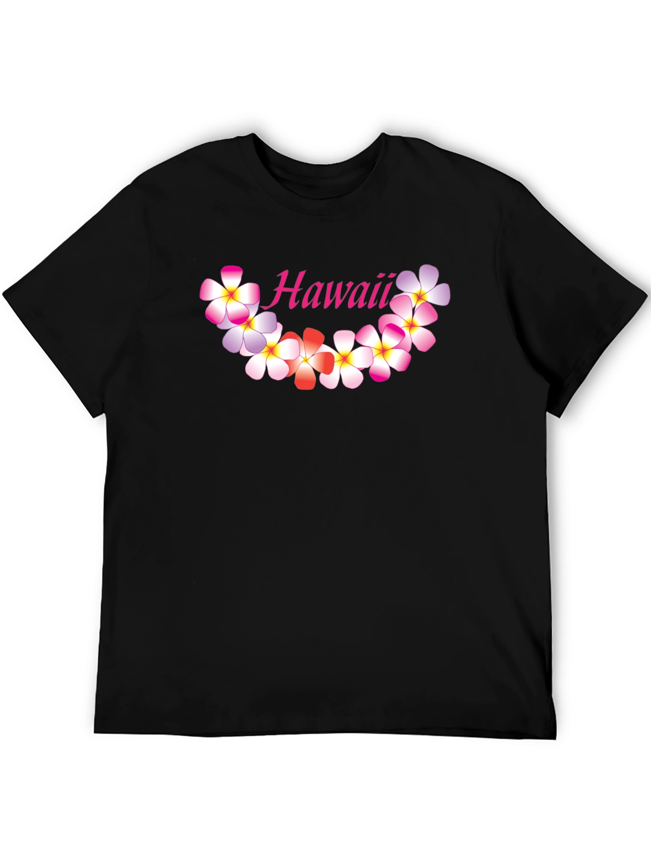 Hawaii Floral Graphic Black T-Shirt