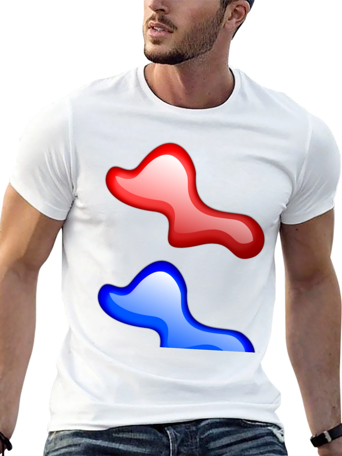 Abstract Red & Blue Graphic Tee