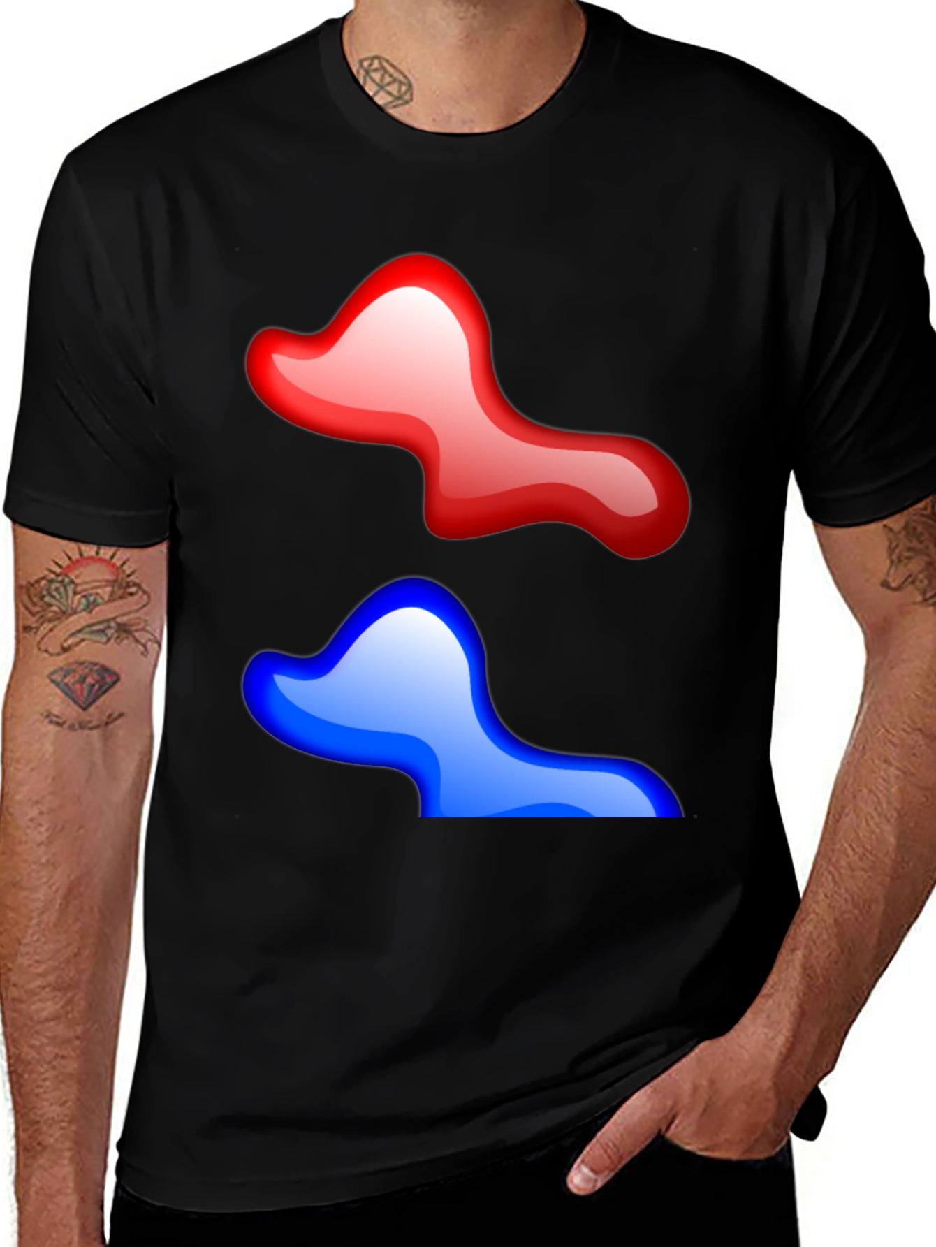 Abstract Red & Blue Graphic Tee