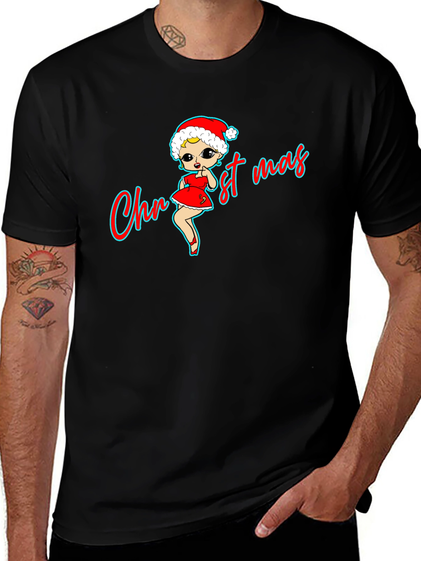 Christmas Betty Boop Black T-Shirt