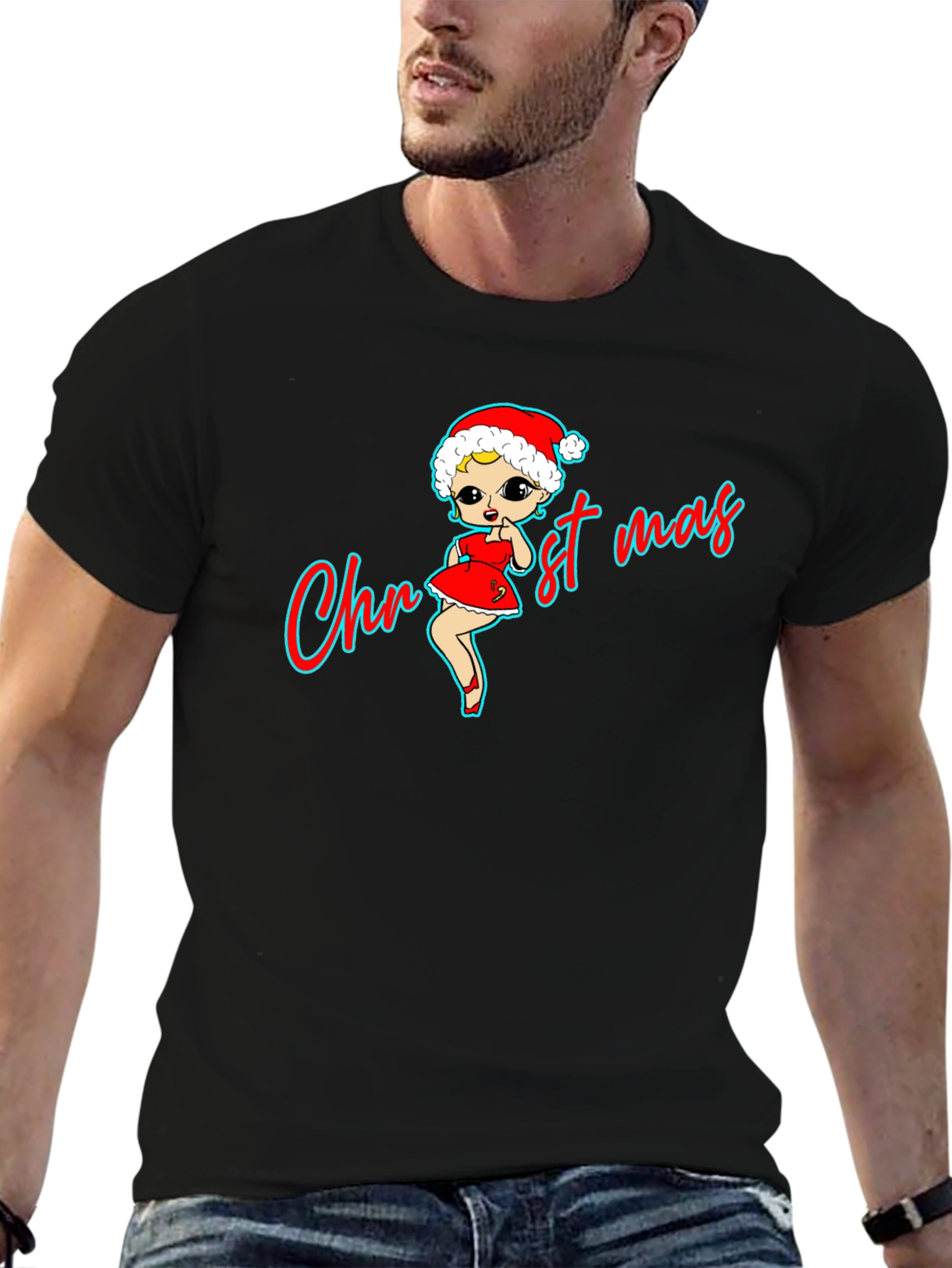 Christmas Betty Boop Black T-Shirt