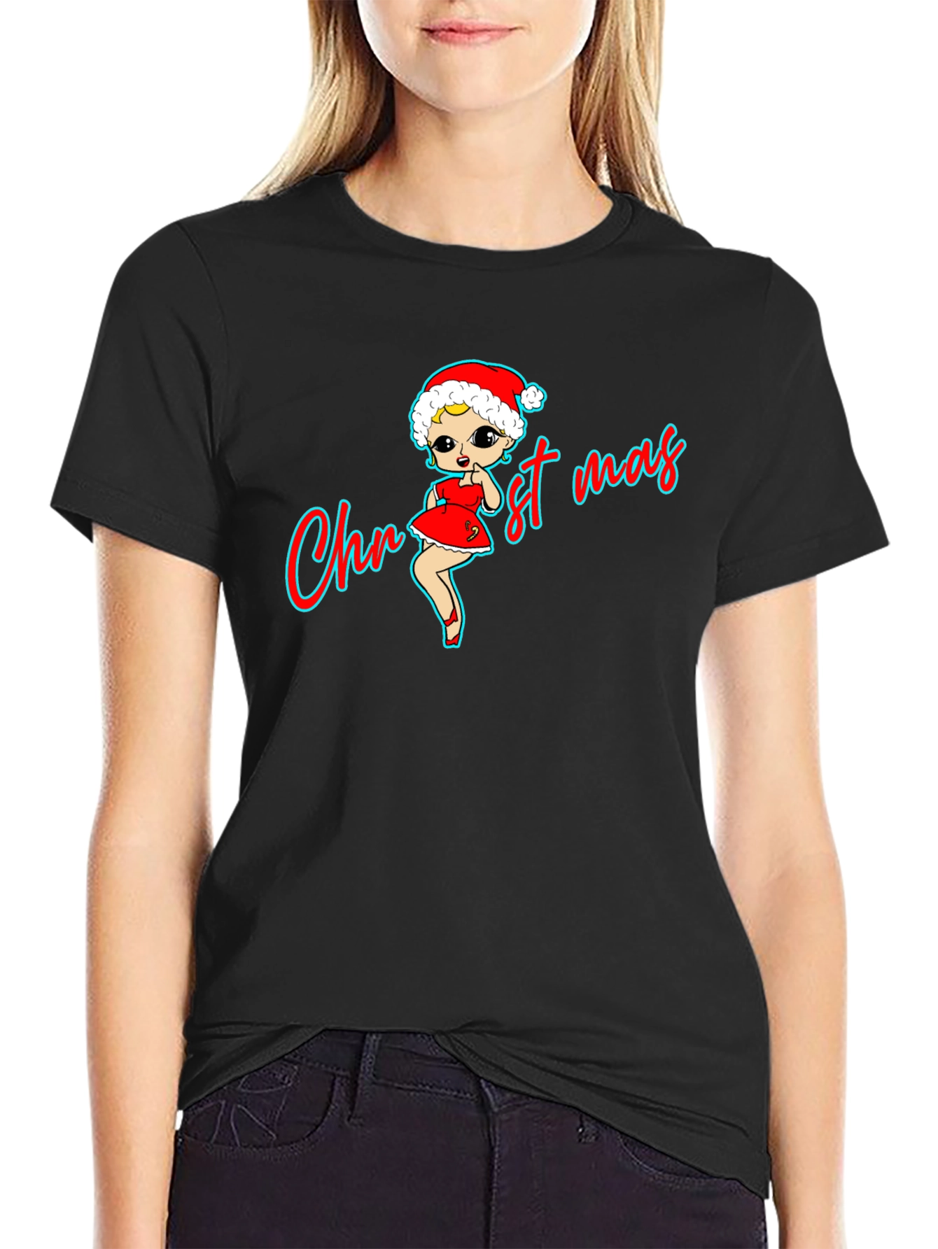 Christmas Betty Boop Black T-Shirt