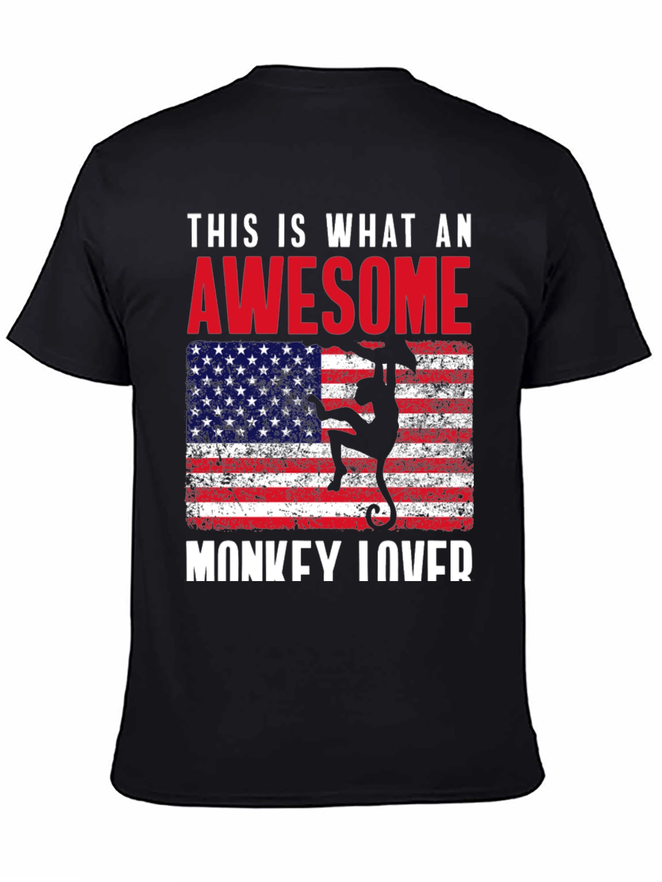 Awesome Monkey Lover USA Flag Graphic Tee