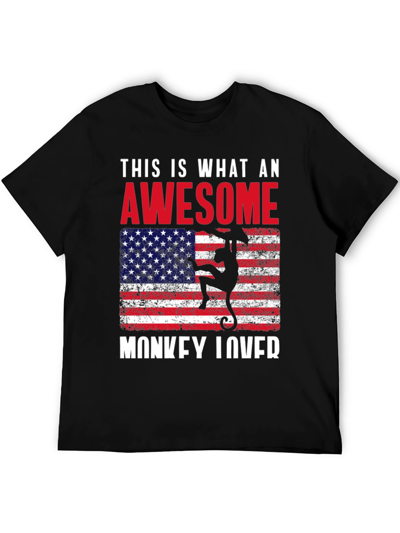 Awesome Monkey Lover USA Flag Graphic Tee