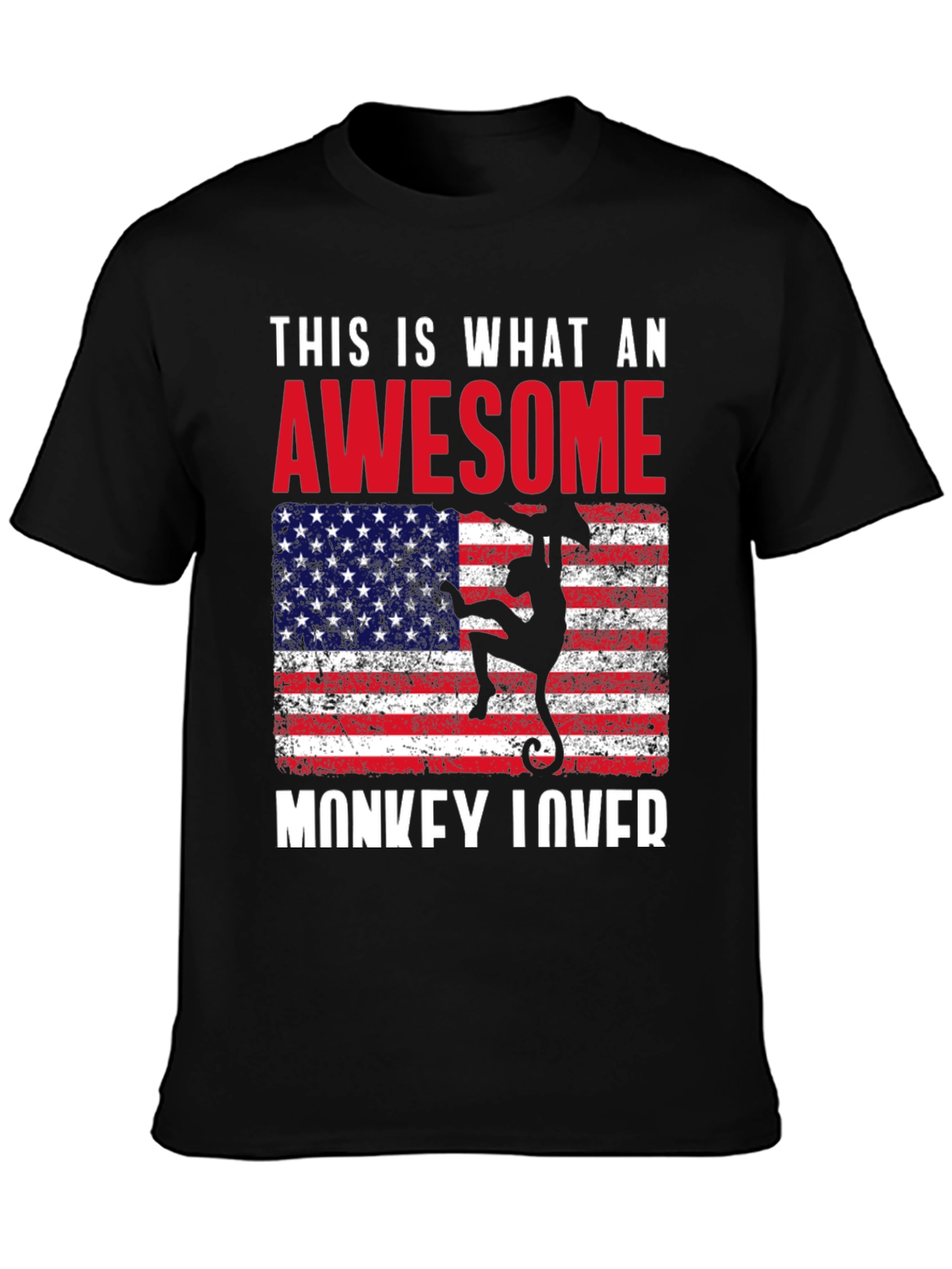 Awesome Monkey Lover USA Flag Graphic Tee
