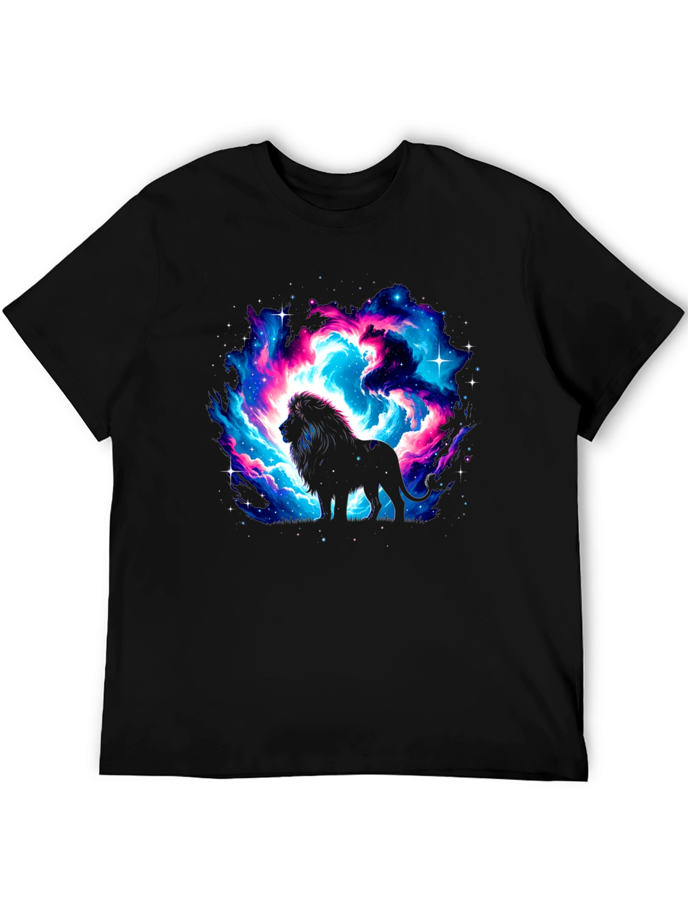 Galaxy Lion Graphic Black T-Shirt