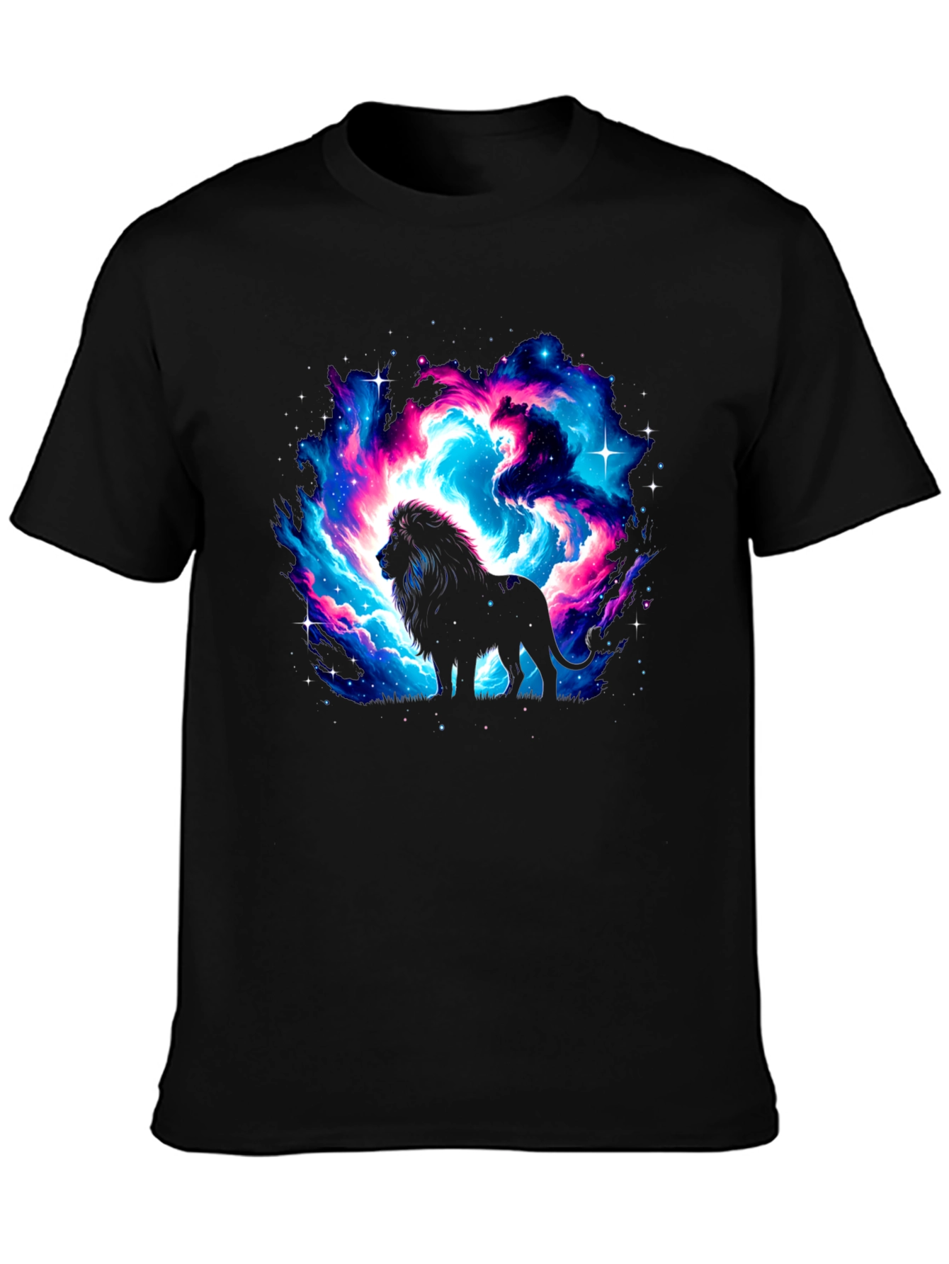 Galaxy Lion Graphic Black T-Shirt