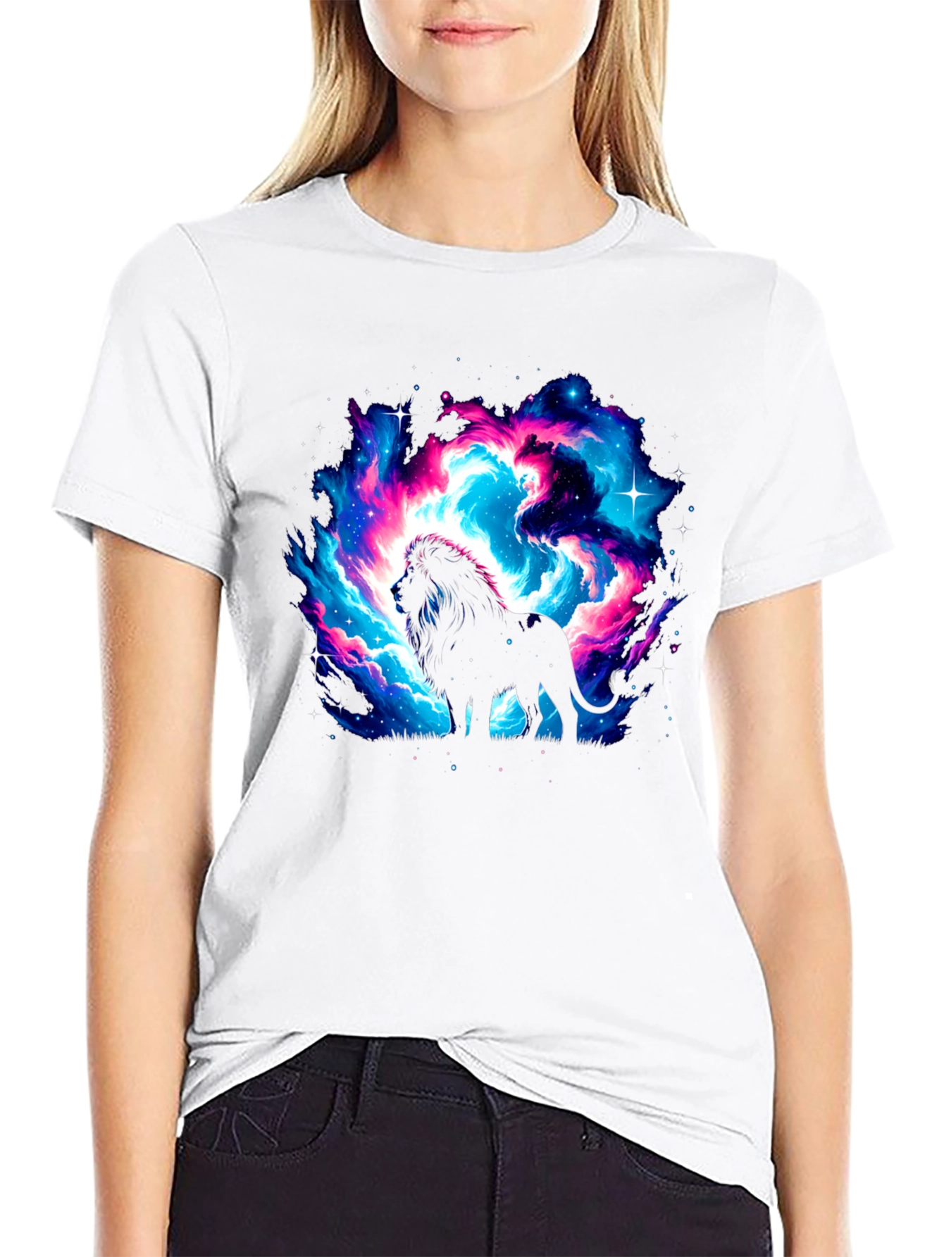 Galaxy Lion Graphic Black T-Shirt