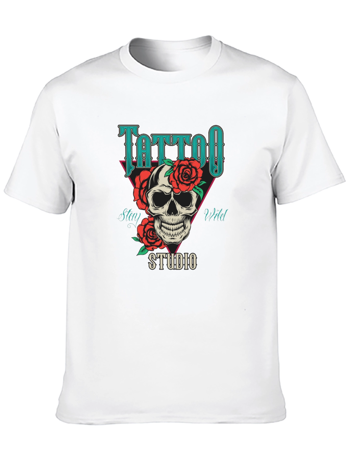 Tattoo Studio Skull Rose Graphic T-Shirt