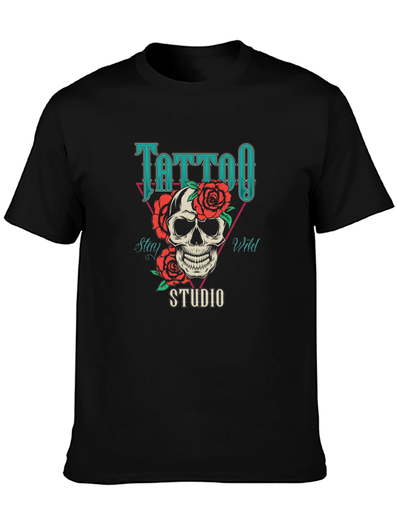 Tattoo Studio Skull Rose Graphic T-Shirt