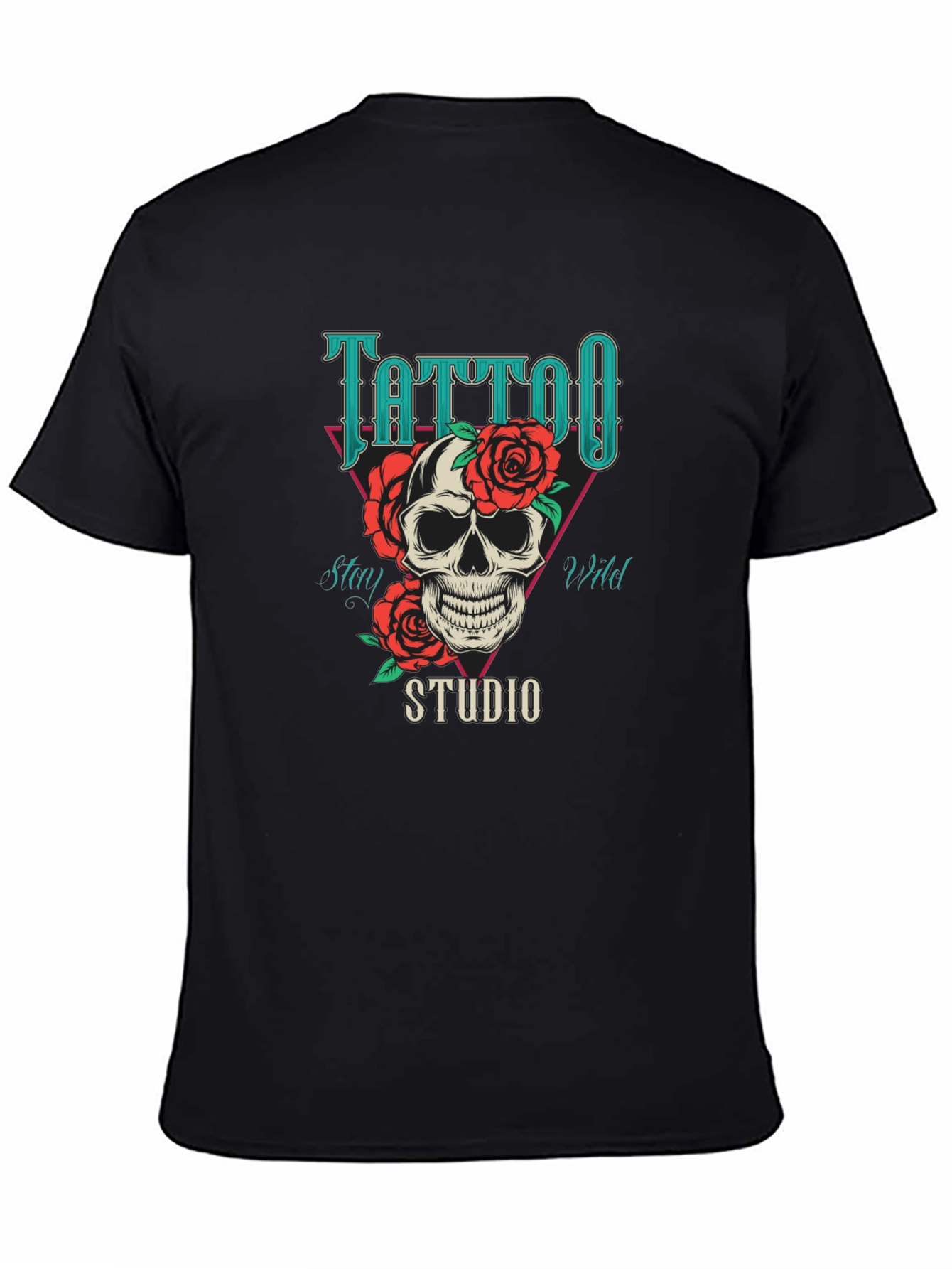 Tattoo Studio Skull Rose Graphic T-Shirt
