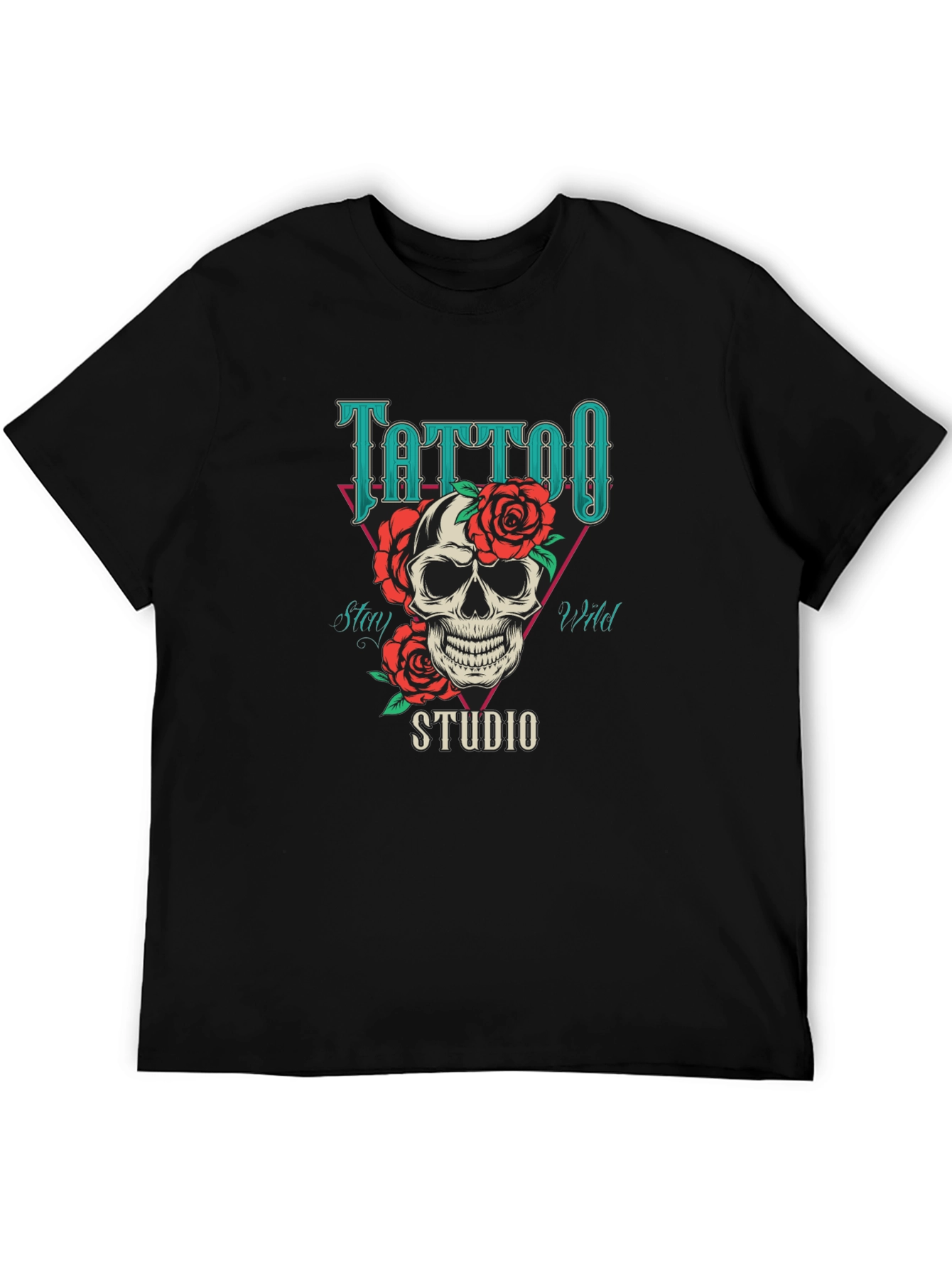 Tattoo Studio Skull Rose Graphic T-Shirt