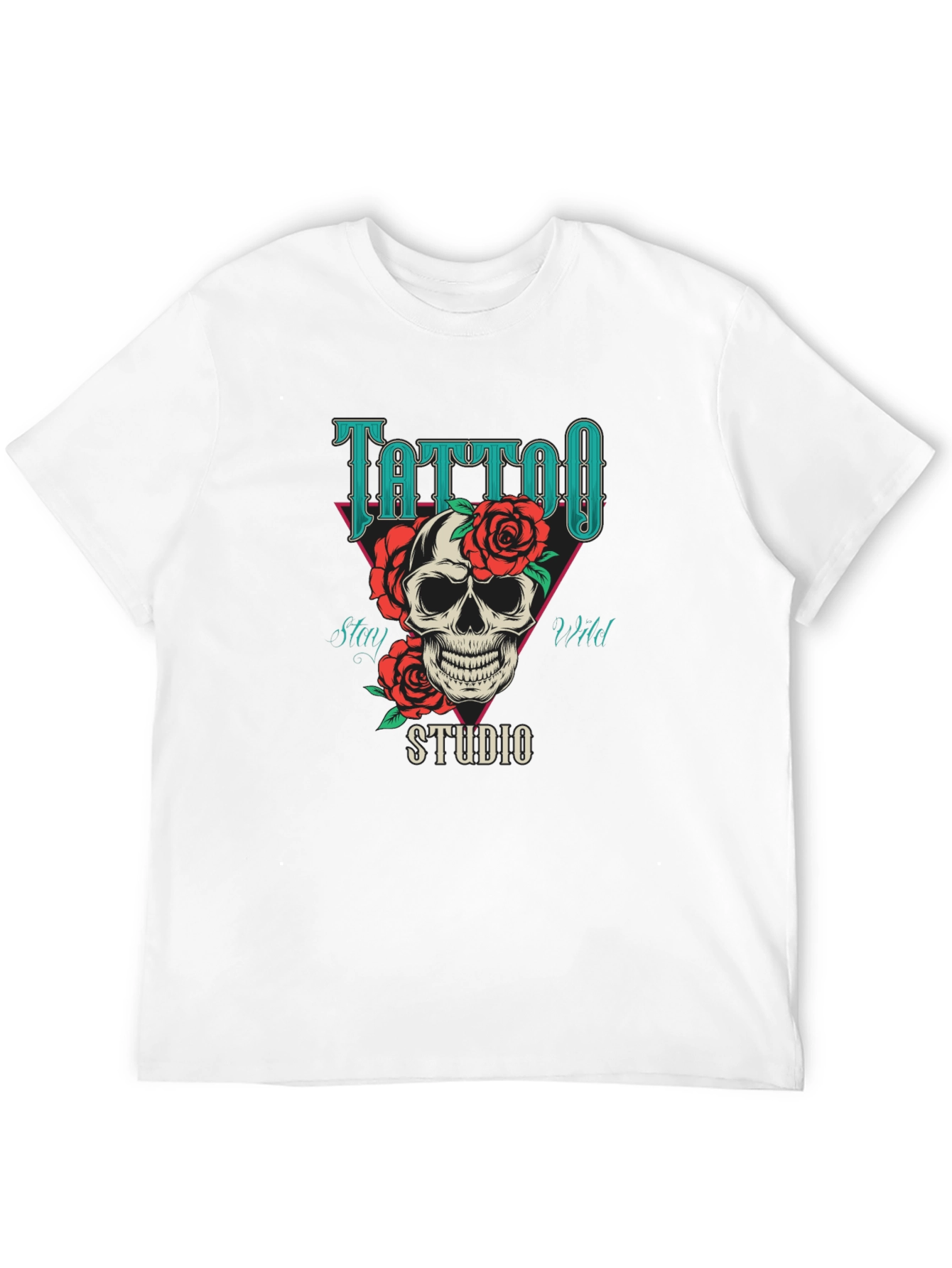 Tattoo Studio Skull Rose Graphic T-Shirt