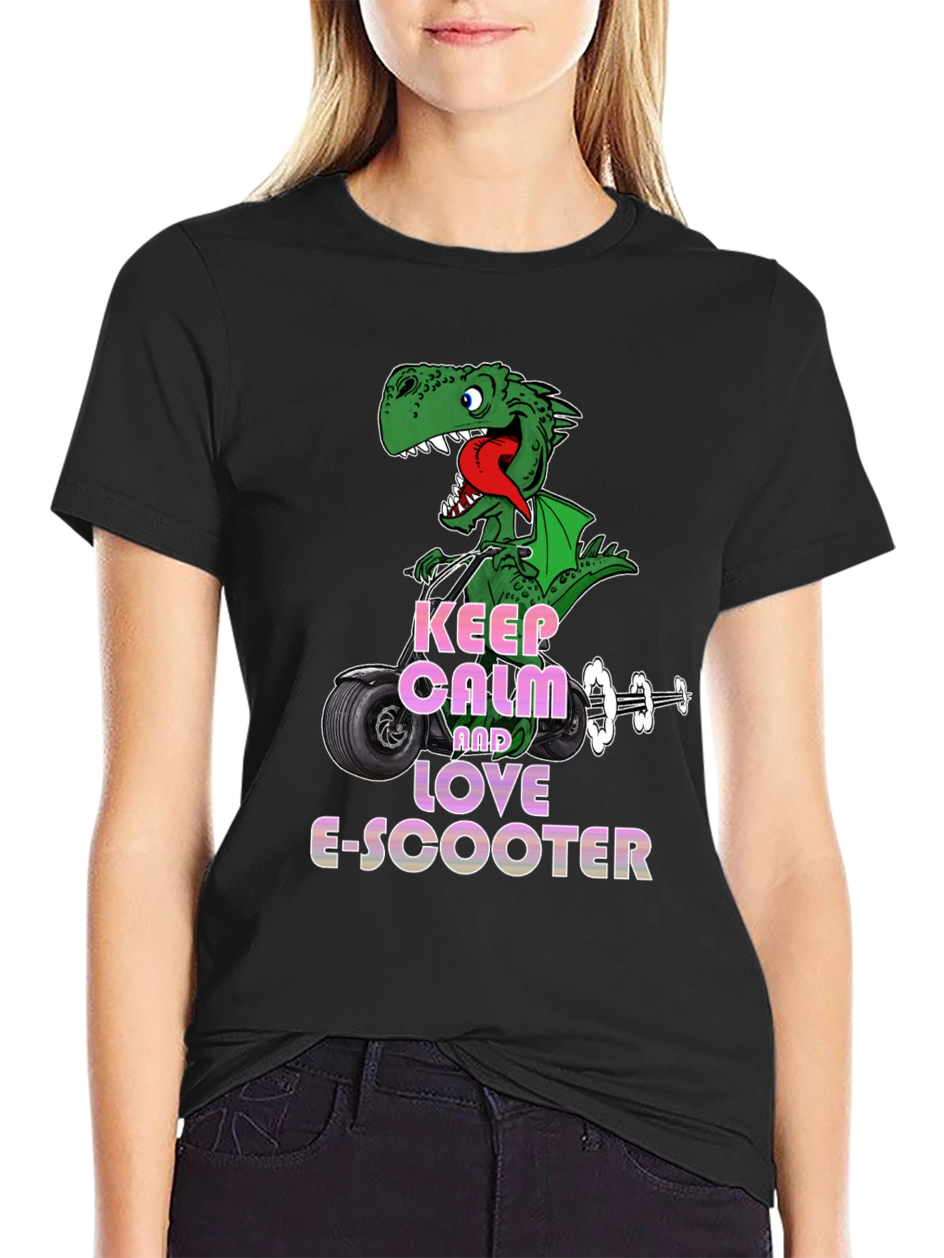 Dino E-Scooter T-Shirt - Keep Calm and Love!