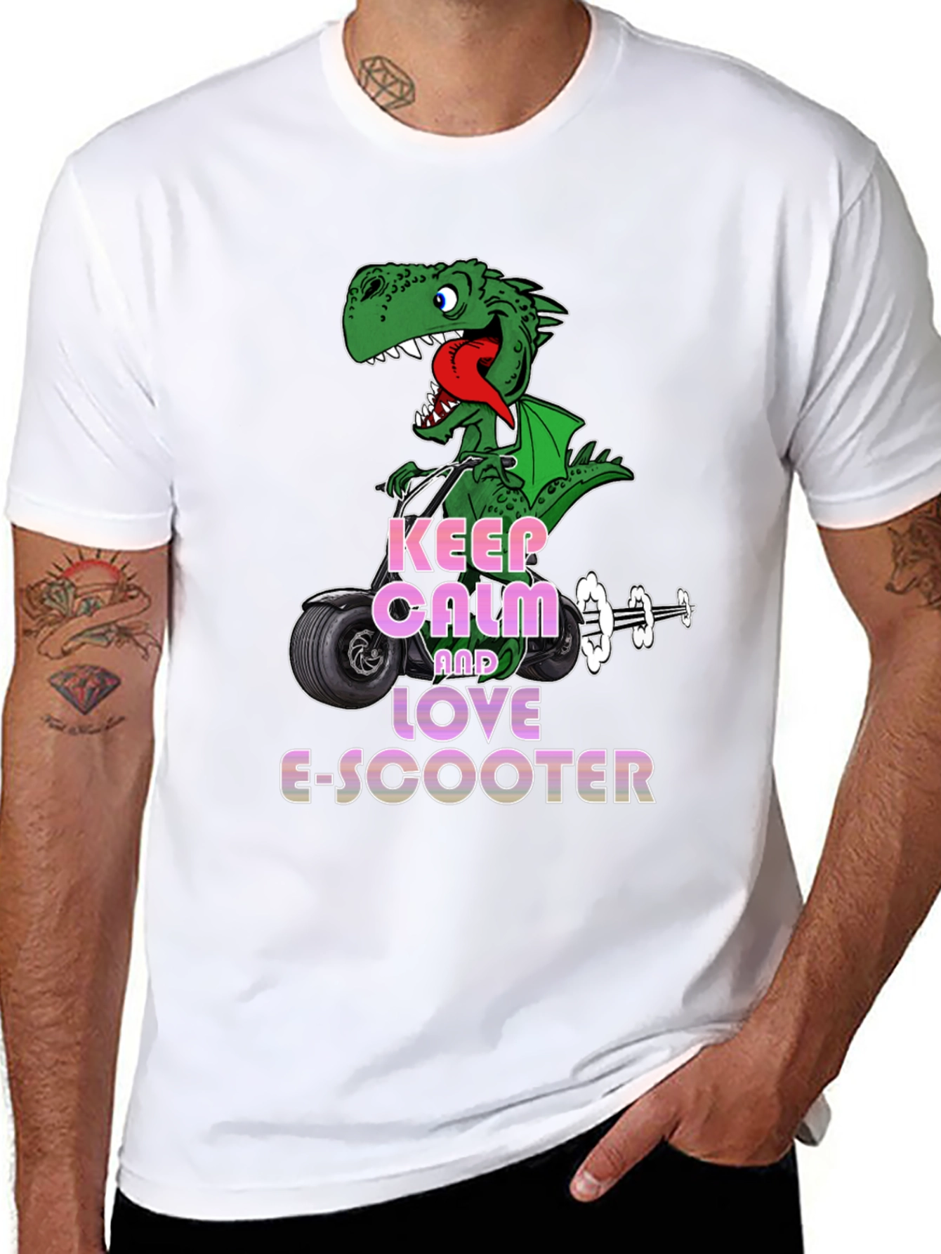 Dino E-Scooter T-Shirt - Keep Calm and Love!