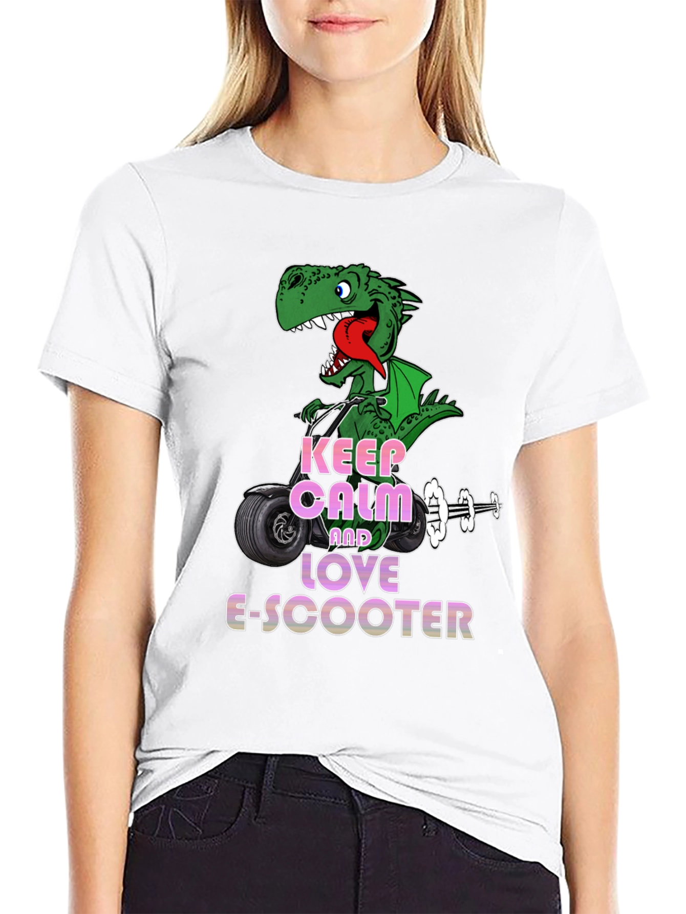 Dino E-Scooter T-Shirt - Keep Calm and Love!