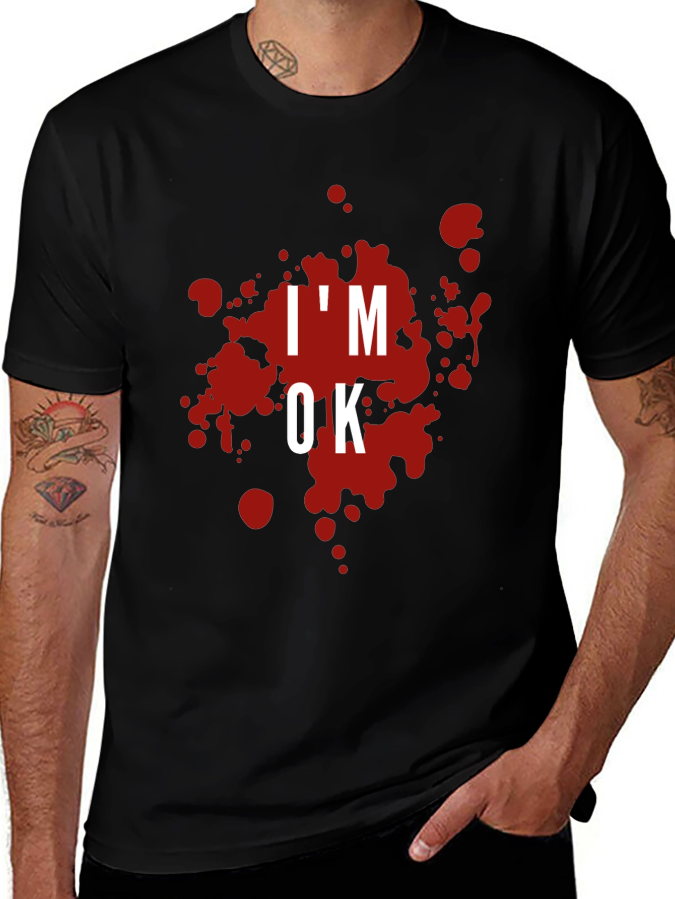 Im OK Blood Splatter Graphic T-Shirt