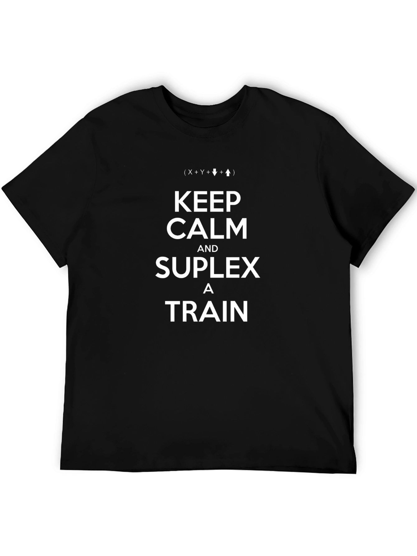 Keep Calm and Suplex a Train Black T-Shirt