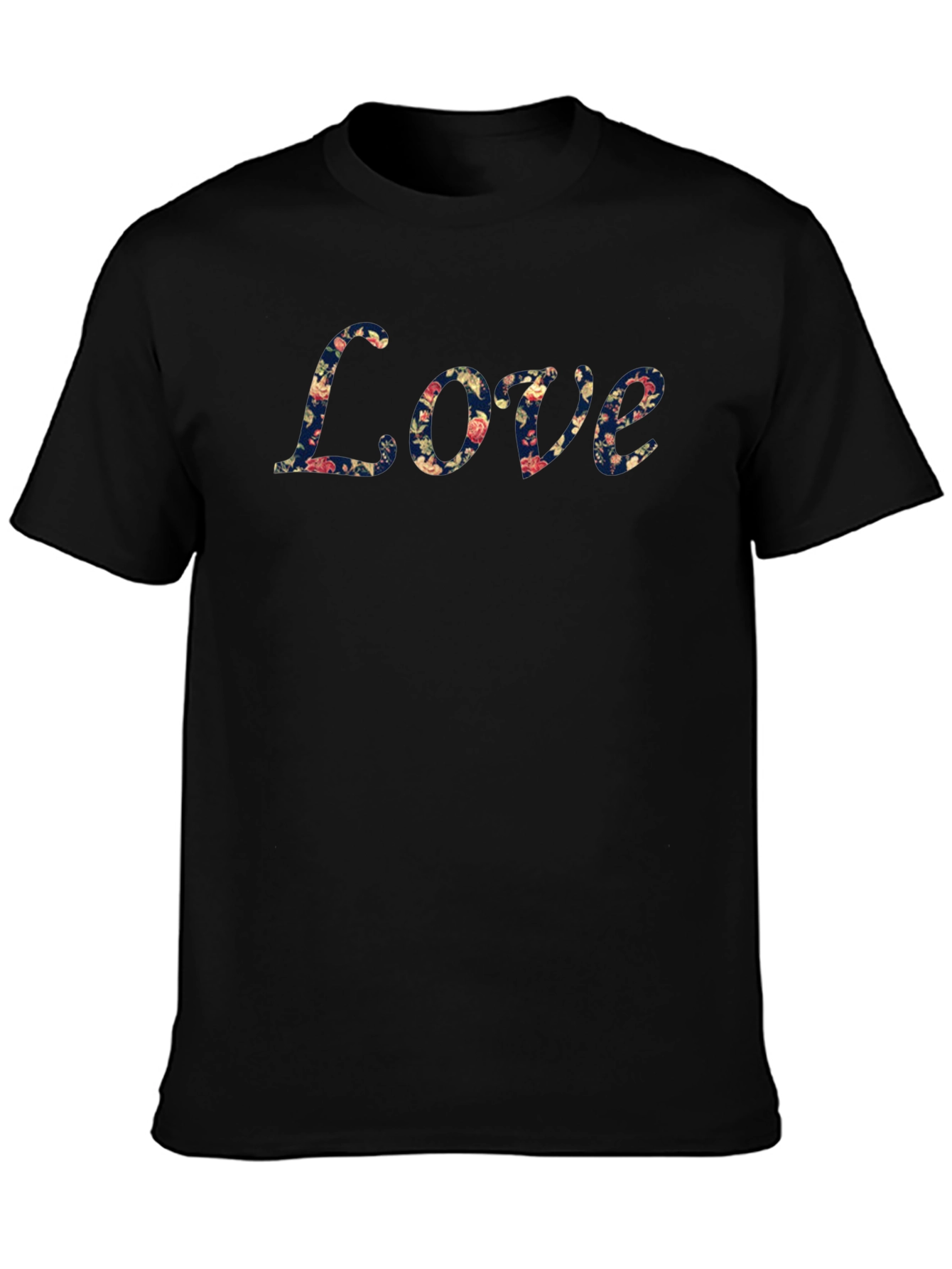 Floral Love Graphic Black T-Shirt