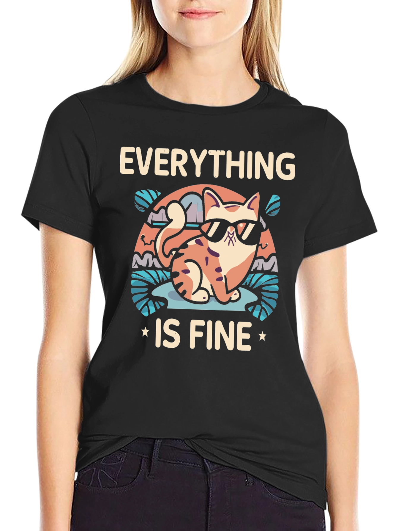 Everything Is Fine Cat T-Shirt
