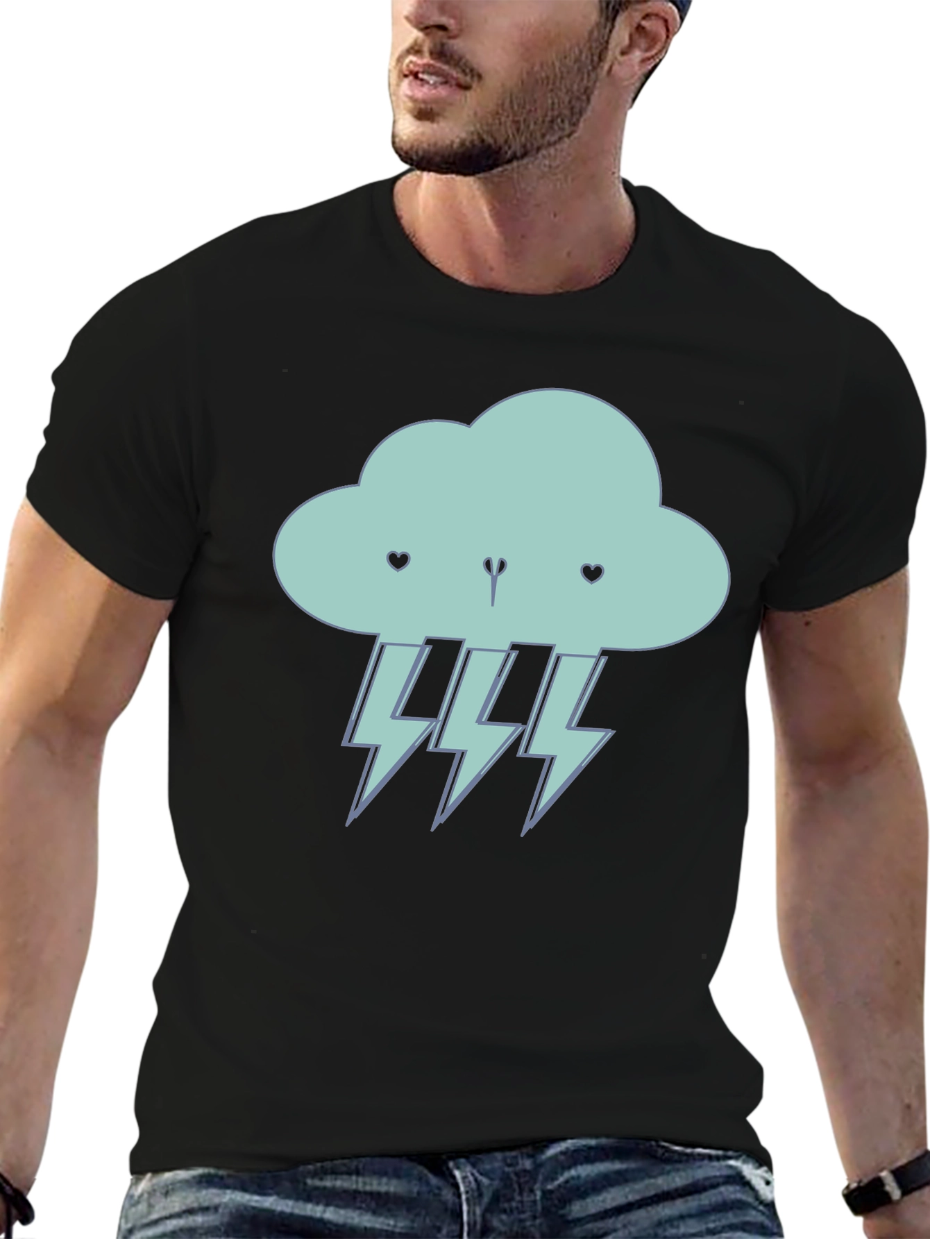 Cartoon Cloud Lightning Bolt T-Shirt