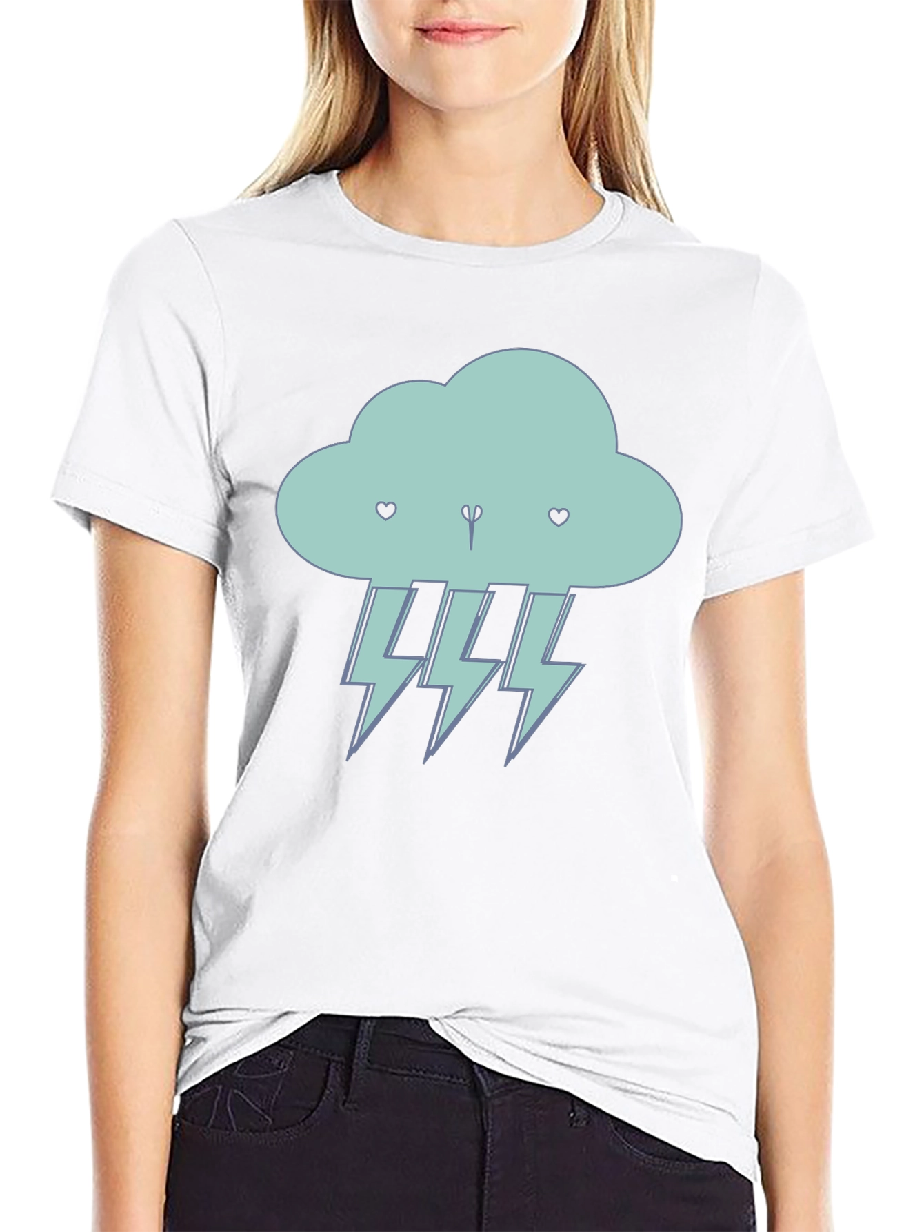 Cartoon Cloud Lightning Bolt T-Shirt