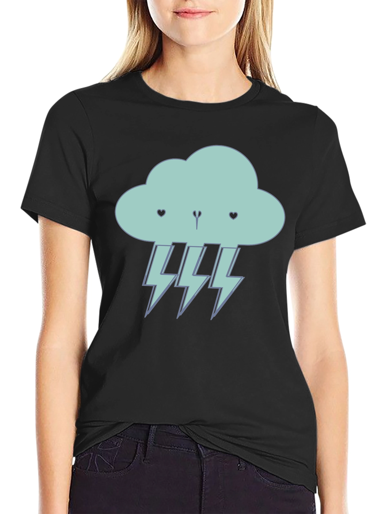 Cartoon Cloud Lightning Bolt T-Shirt