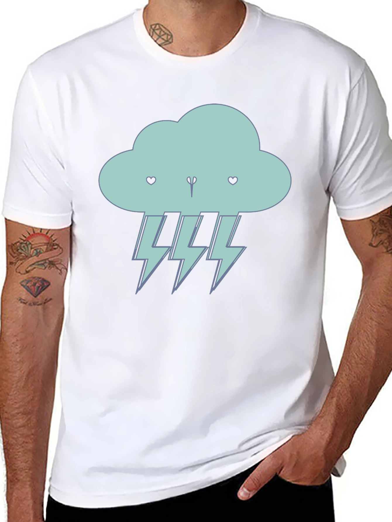 Cartoon Cloud Lightning Bolt T-Shirt