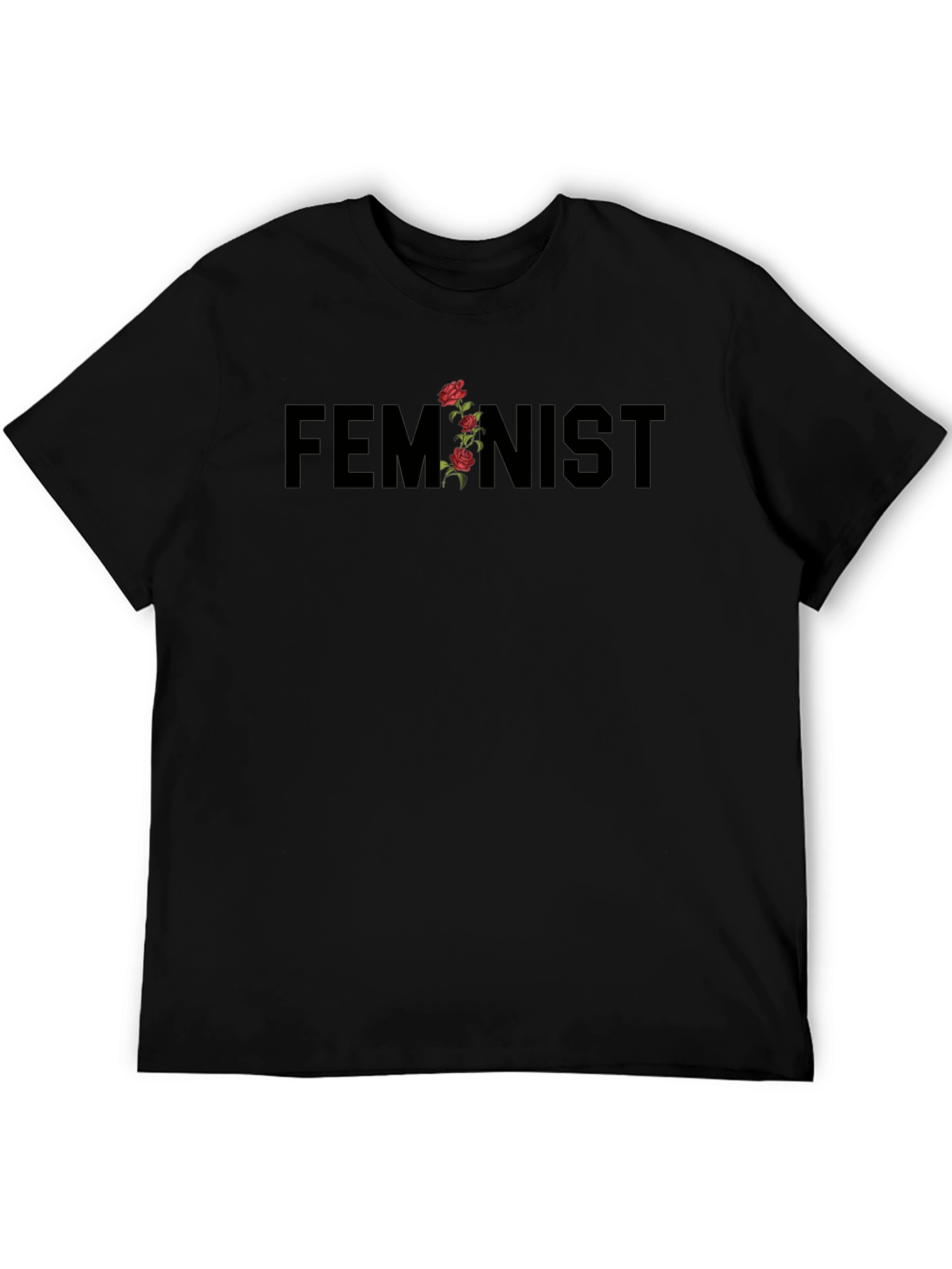 Feminist Floral T-Shirt - Black Graphic Tee