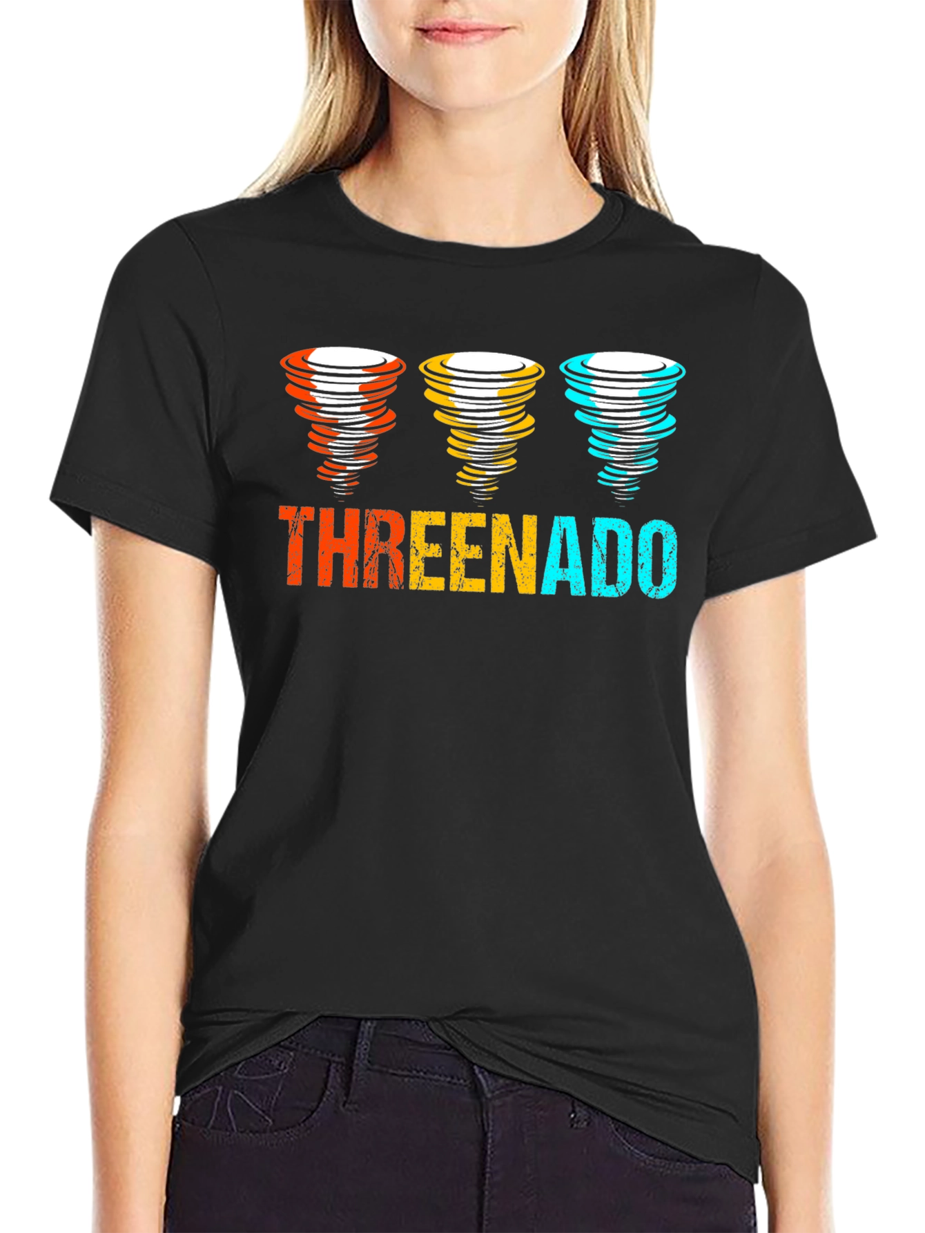 Threenado Graphic T-Shirt - Black Cotton Tee