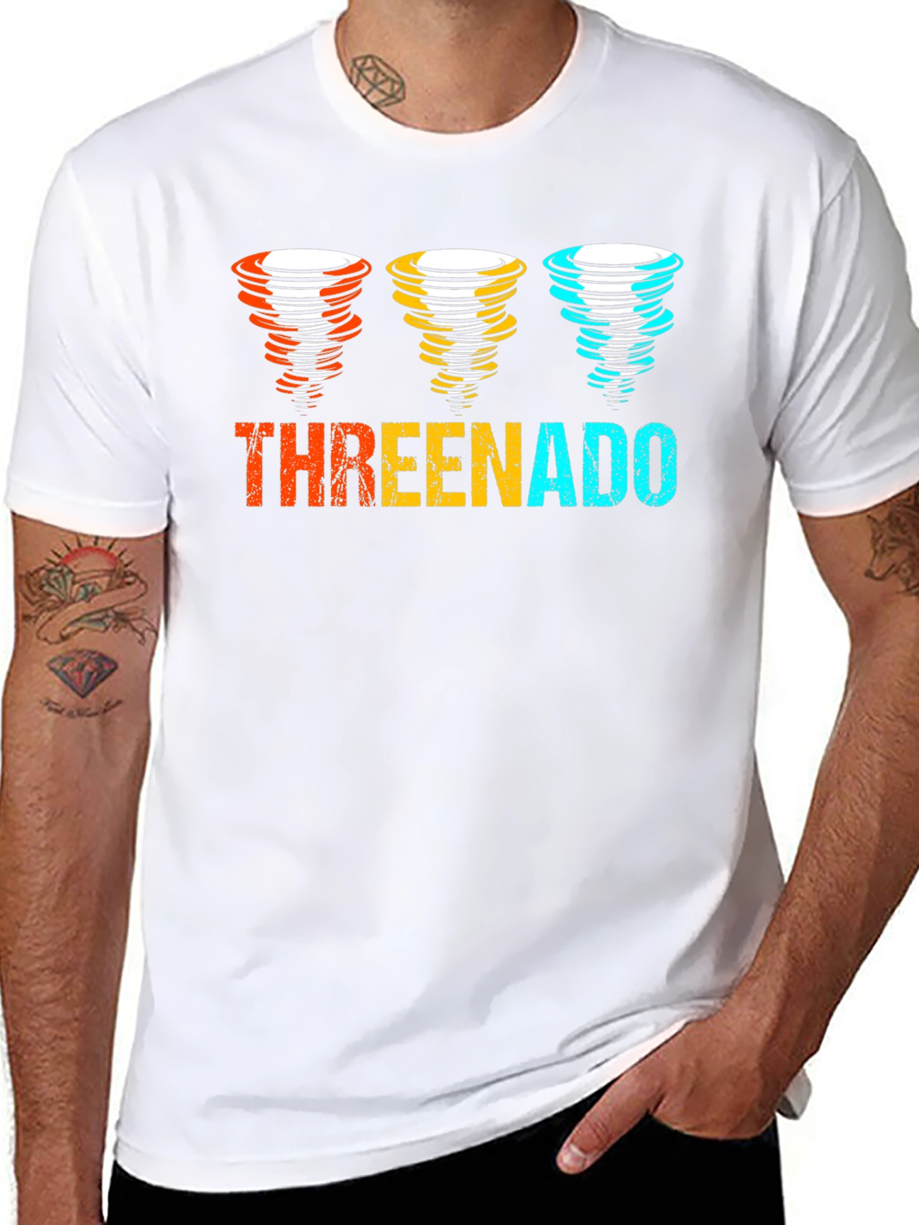 Threenado Graphic T-Shirt - Black Cotton Tee