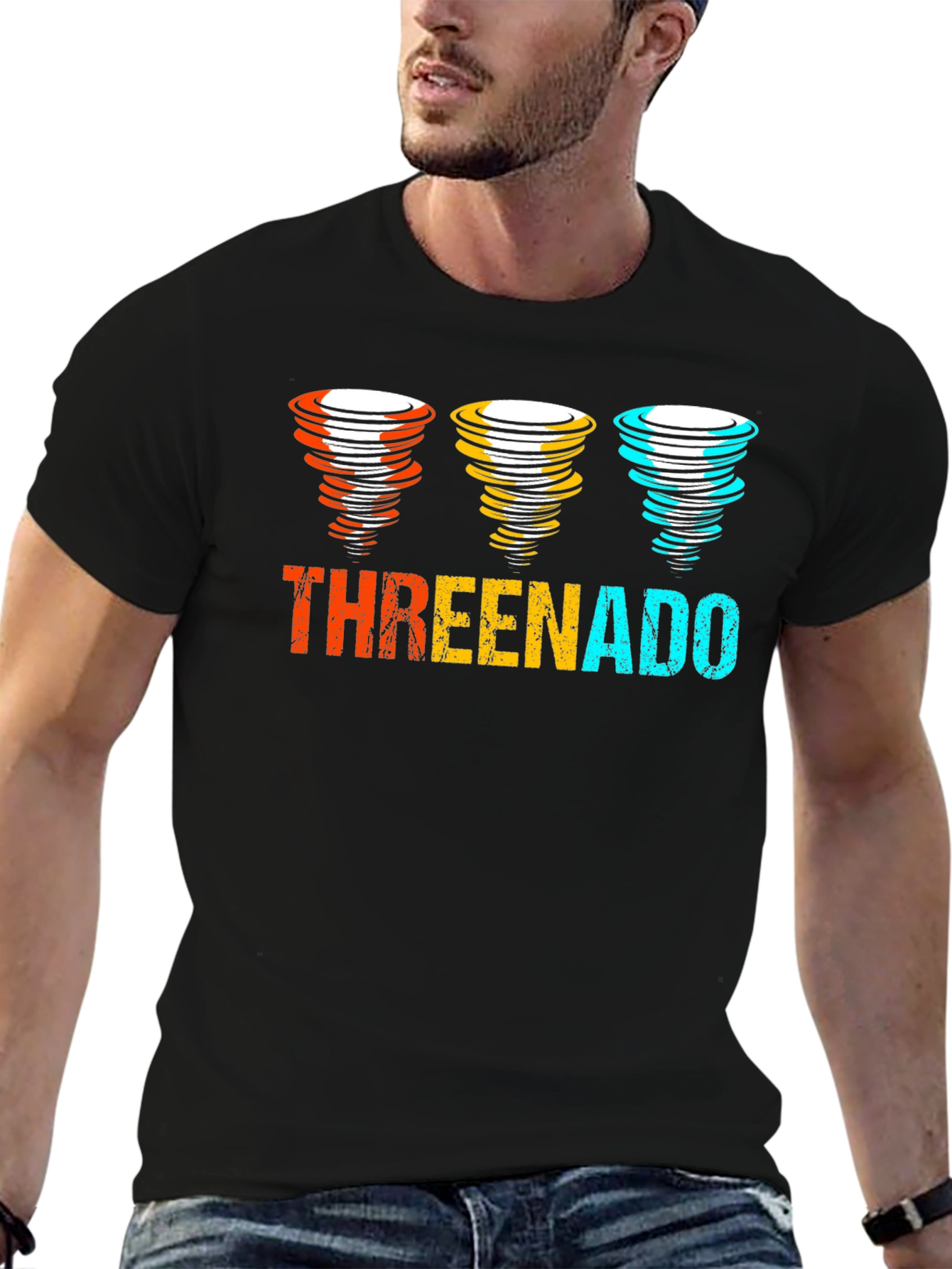 Threenado Graphic T-Shirt - Black Cotton Tee