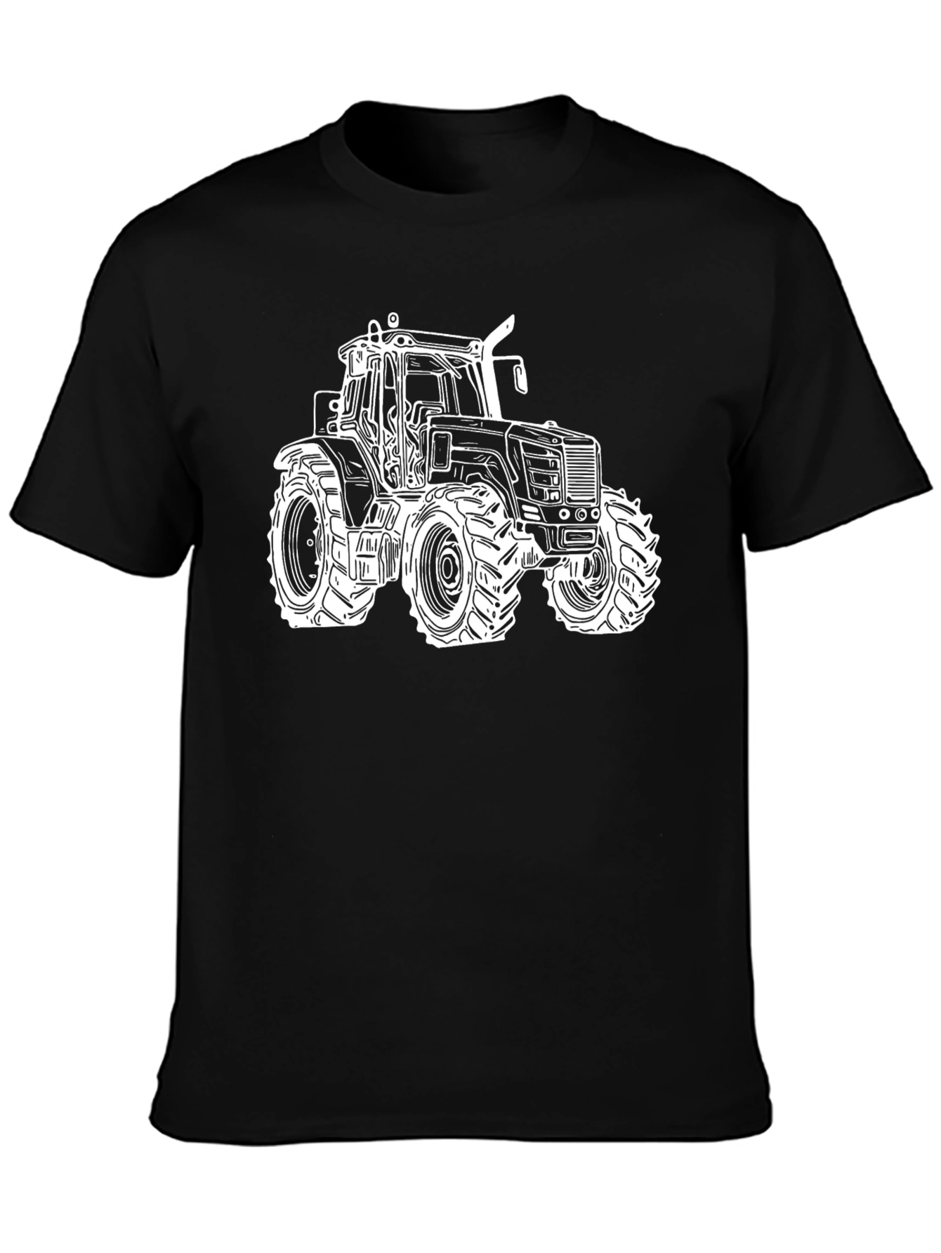 Tractor Graphic Tee - Black Cotton Blend T-Shirt