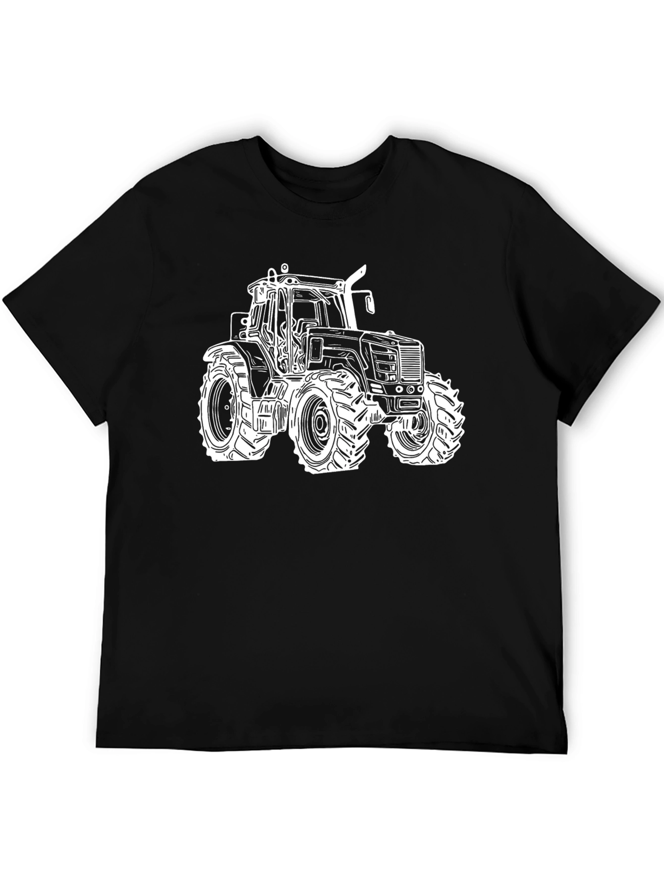 Tractor Graphic Tee - Black Cotton Blend T-Shirt