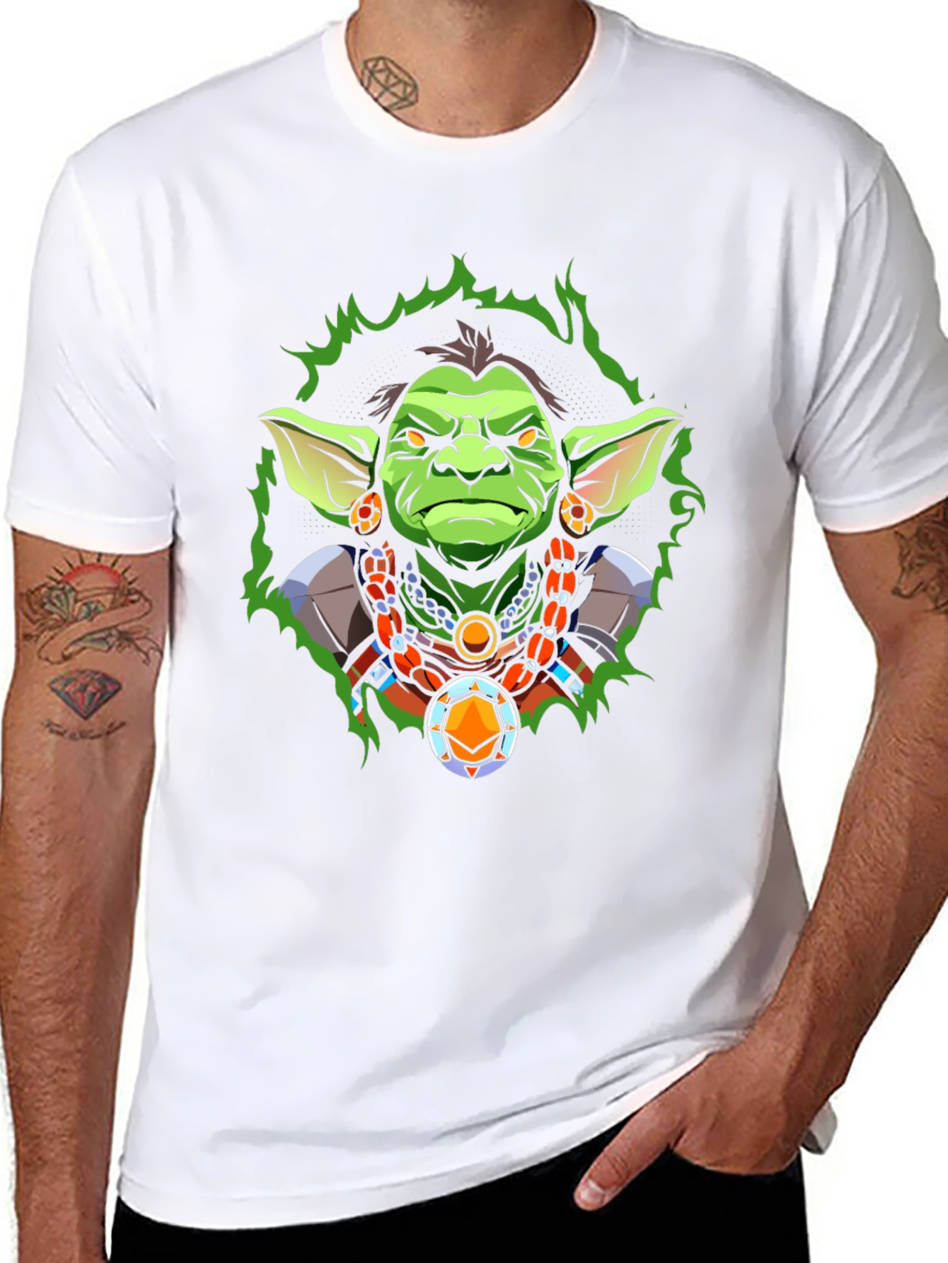 Fantasy Cartoon Character Graphic Tee - Black