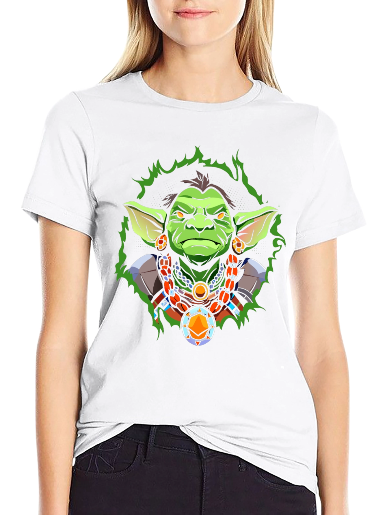 Fantasy Cartoon Character Graphic Tee - Black