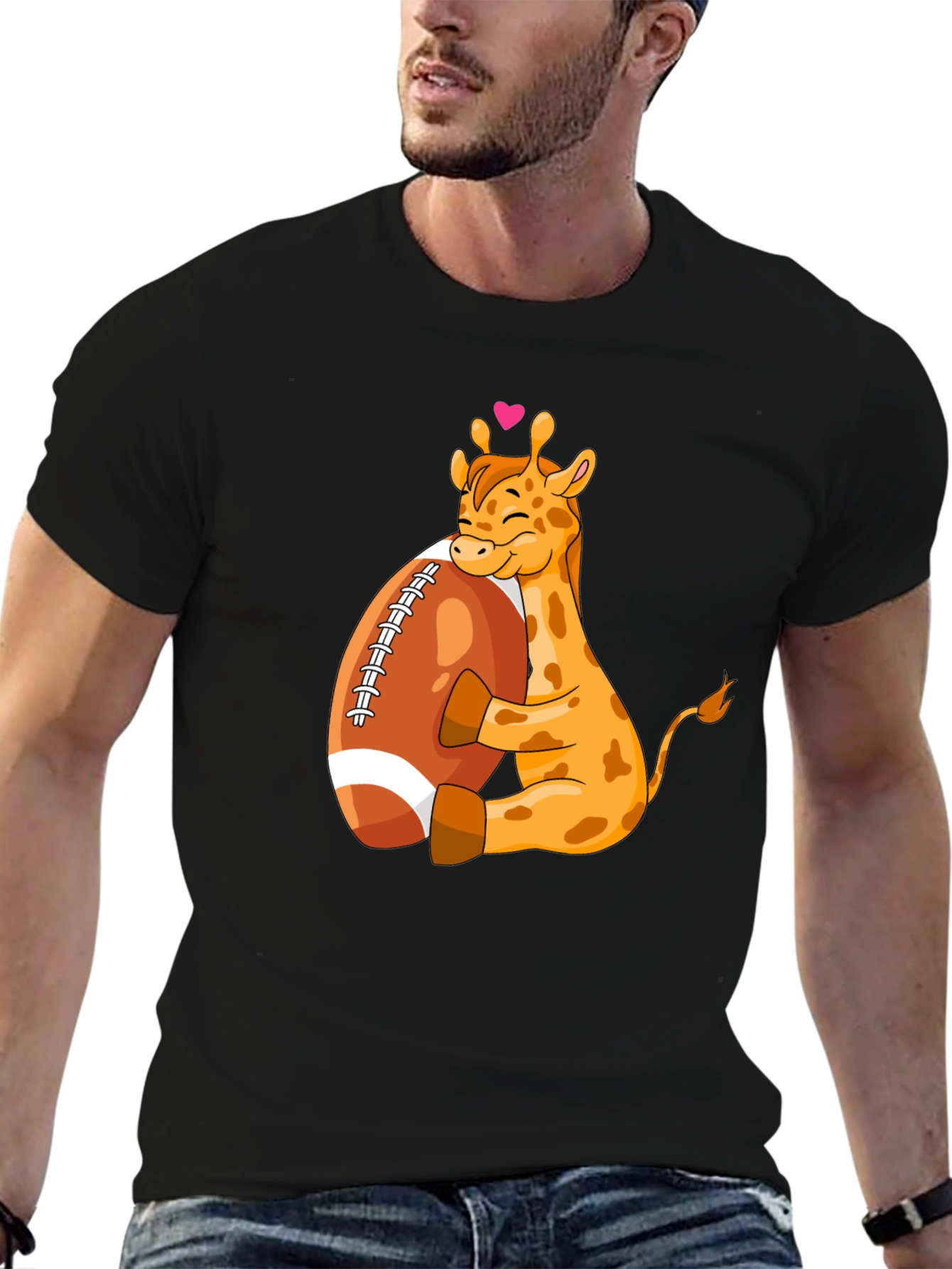 Giraffe Hugging Football T-Shirt