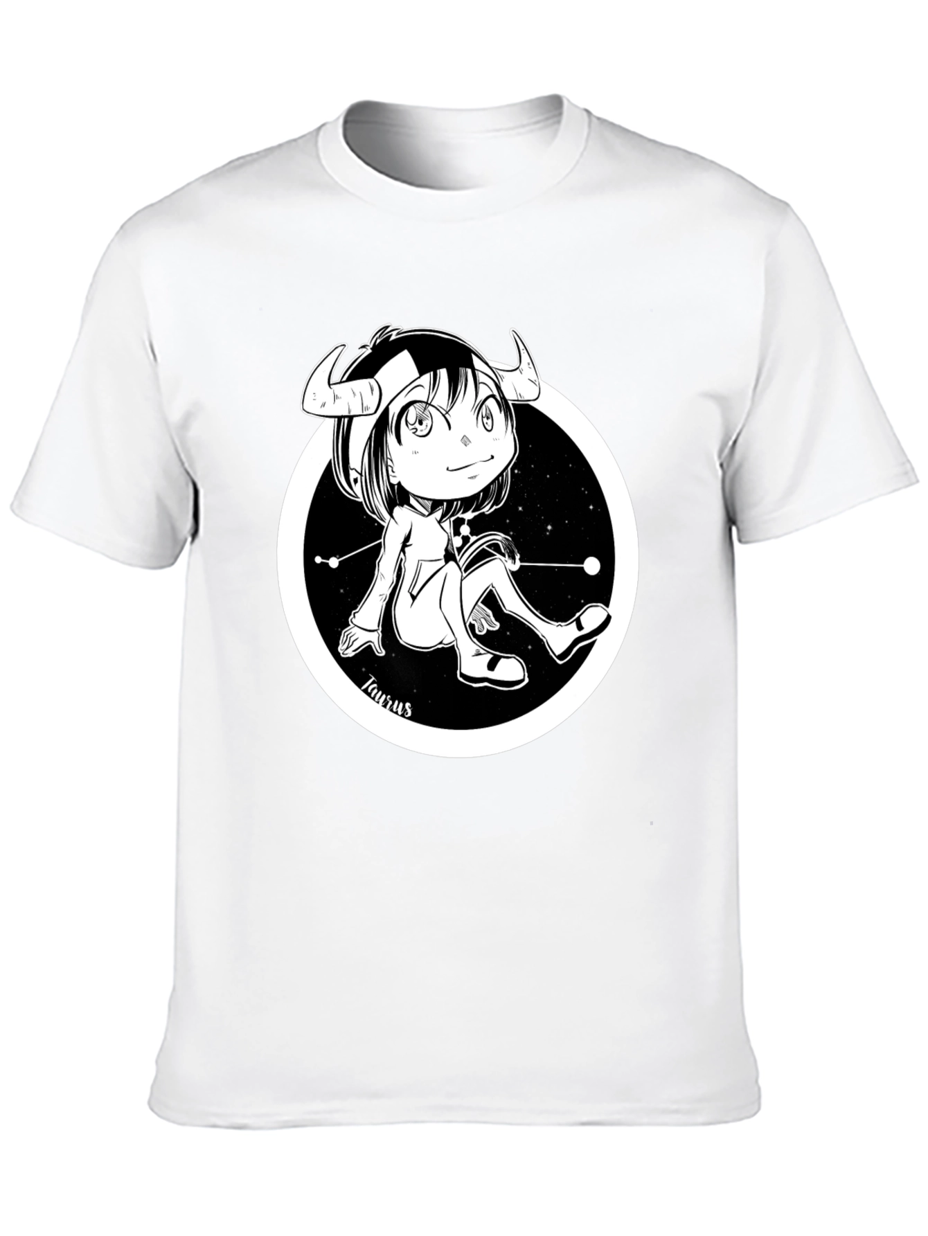 Taurus Zodiac Cartoon Black T-Shirt