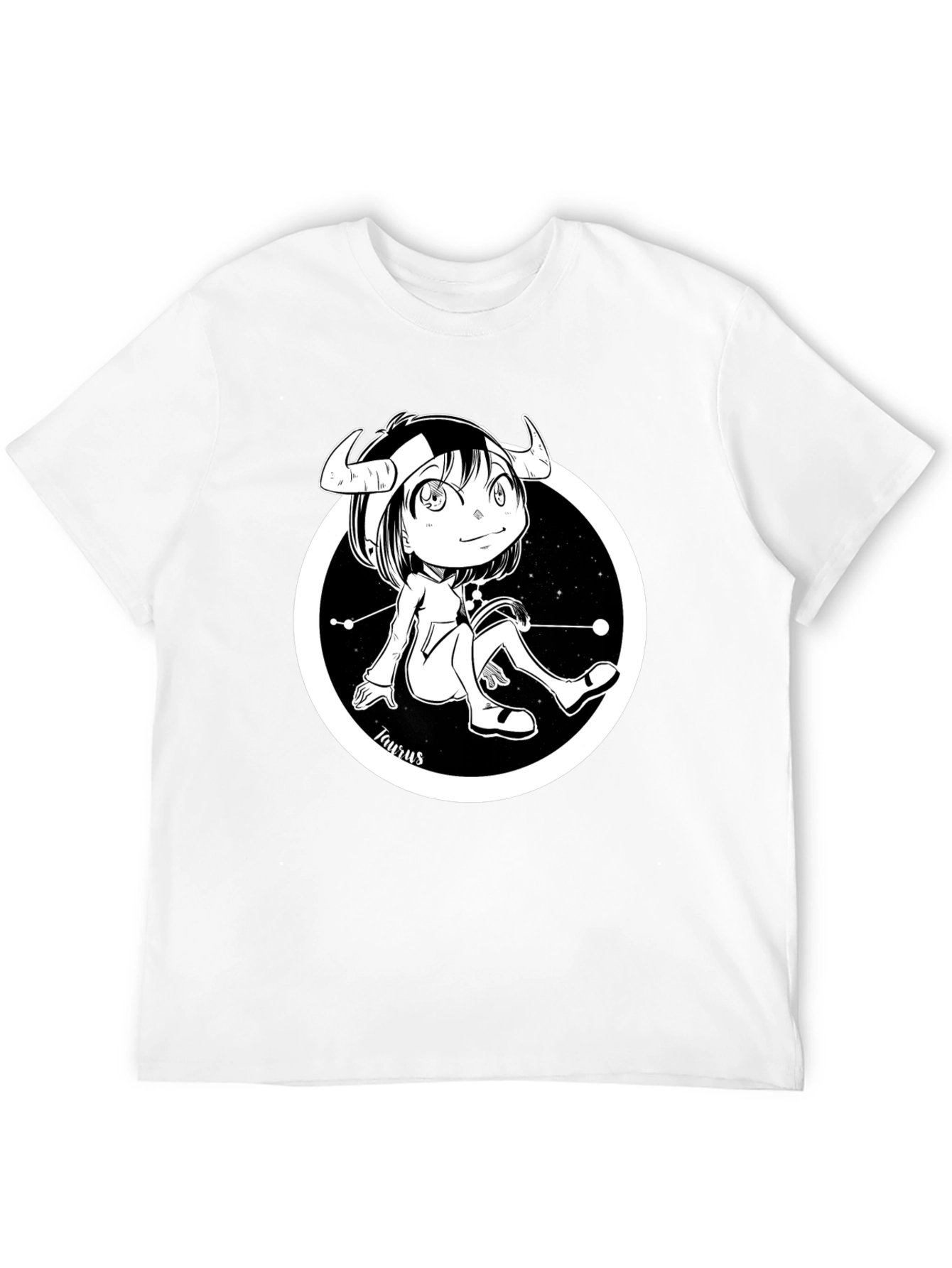 Taurus Zodiac Cartoon Black T-Shirt