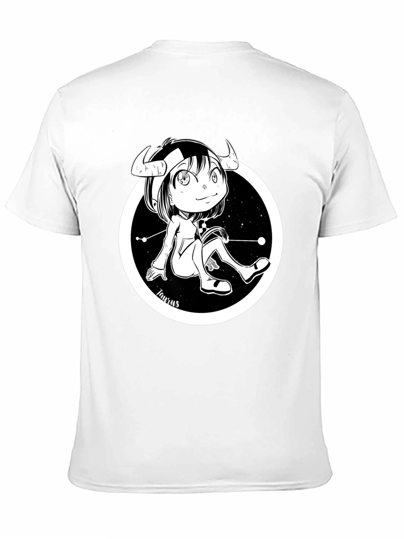 Taurus Zodiac Cartoon Black T-Shirt