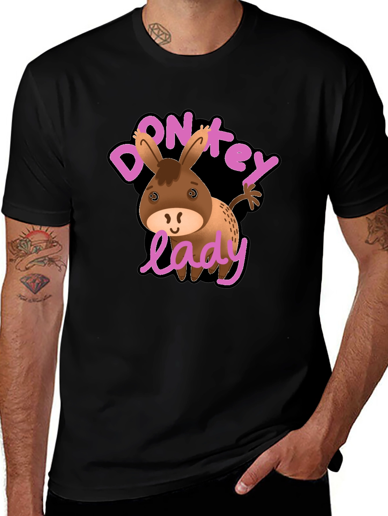Donkey Lady Graphic T-Shirt Novelty Humor Tee