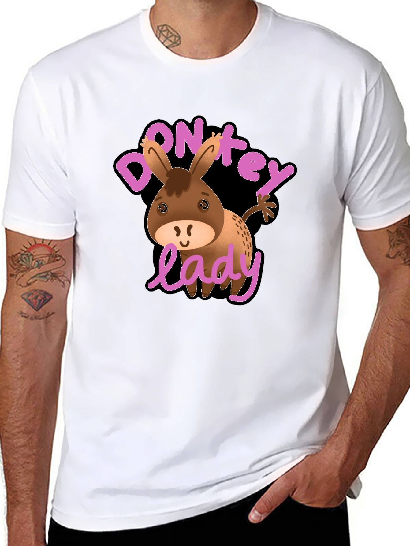 Donkey Lady Graphic T-Shirt Novelty Humor Tee