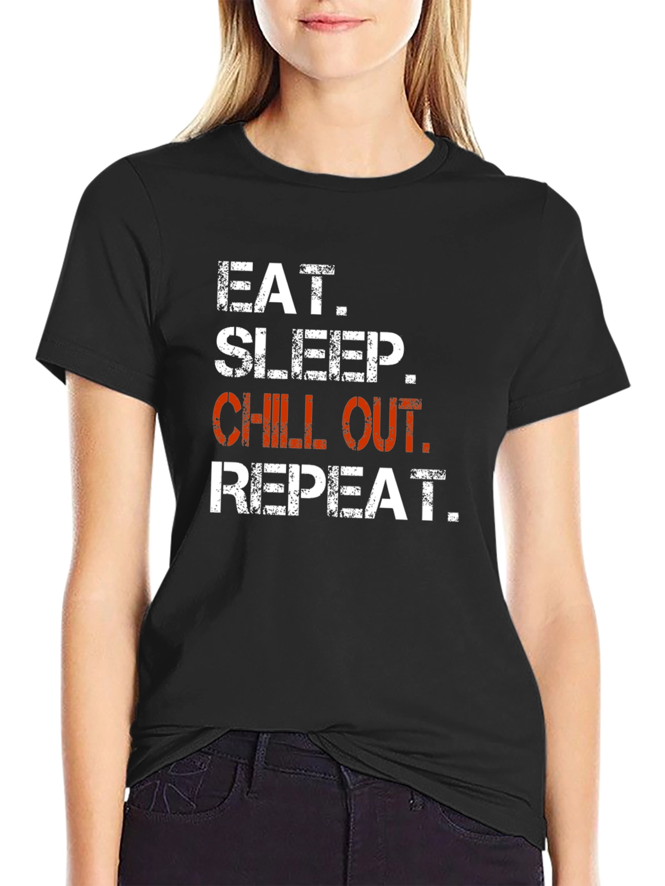 Eat Sleep Chill Out Repeat Graphic T-Shirt