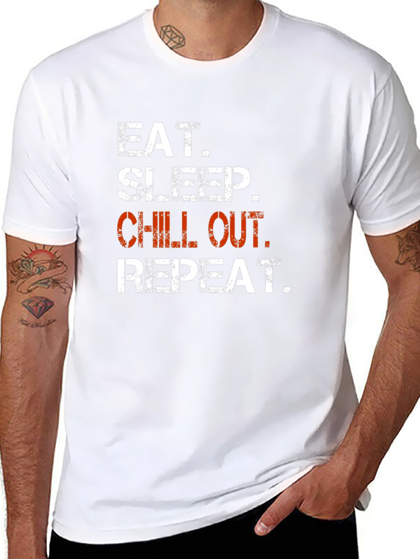 Eat Sleep Chill Out Repeat Graphic T-Shirt