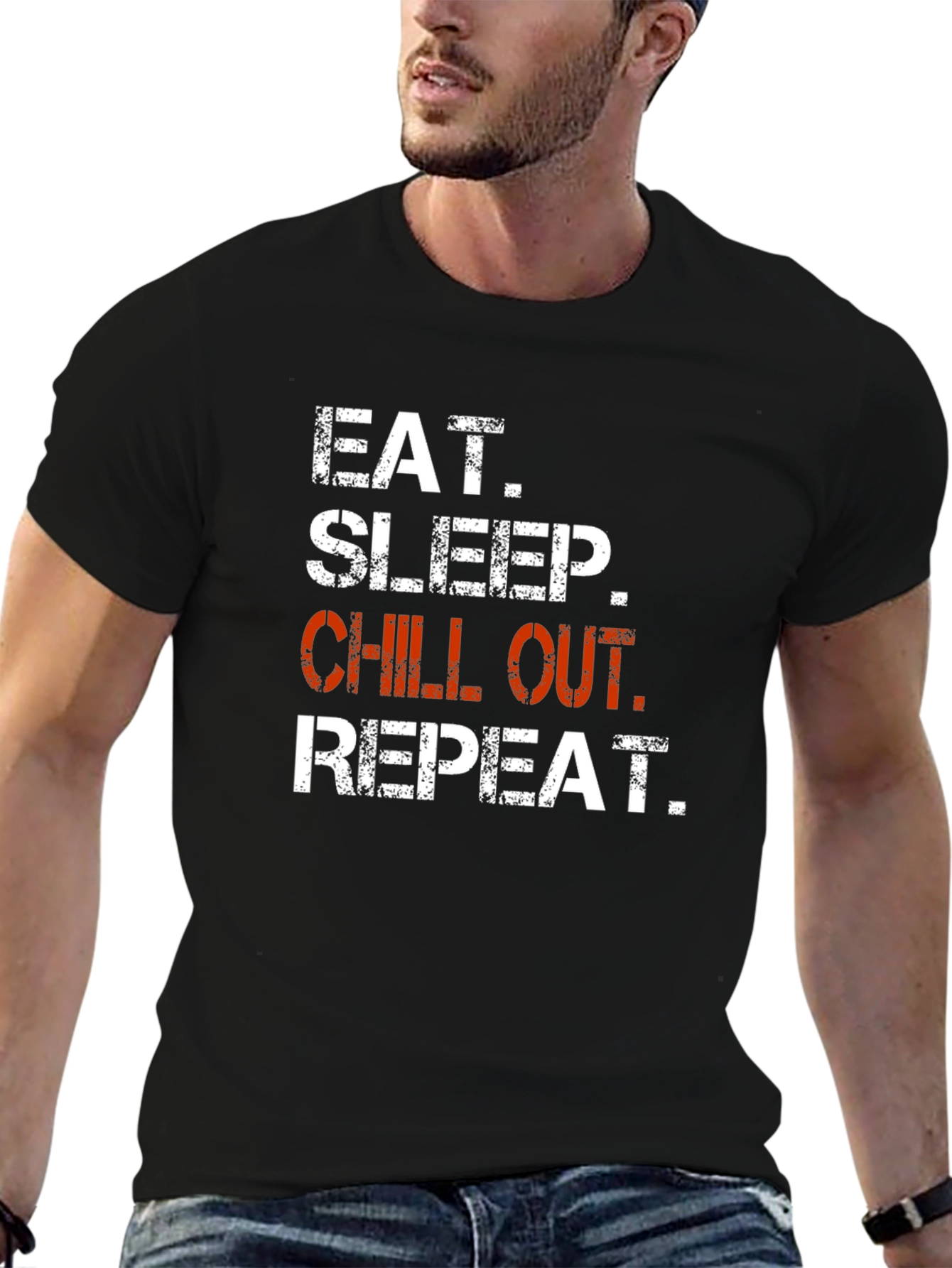 Eat Sleep Chill Out Repeat Graphic T-Shirt