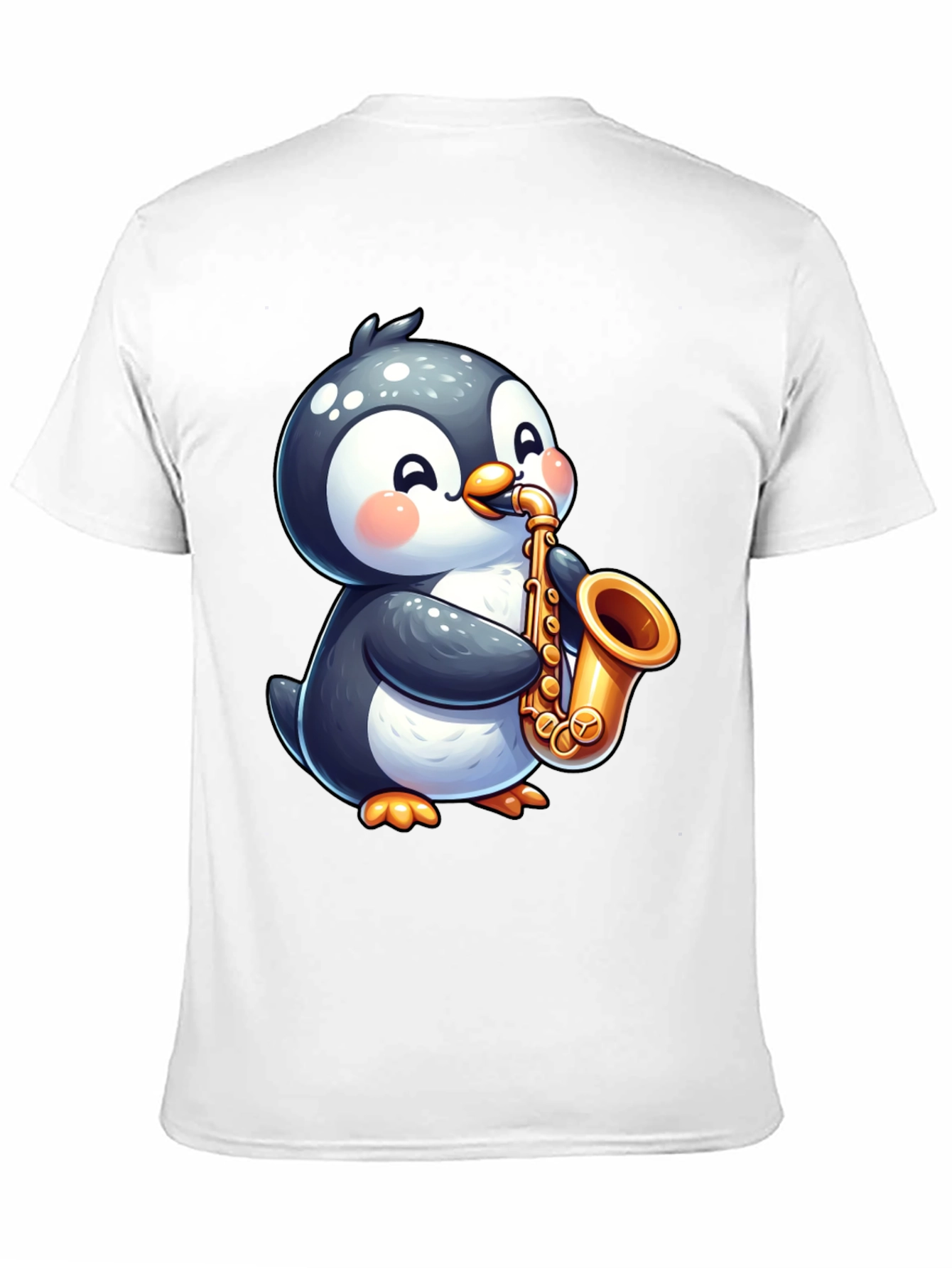 Penguin Saxophone Black T-Shirt - Musician Style