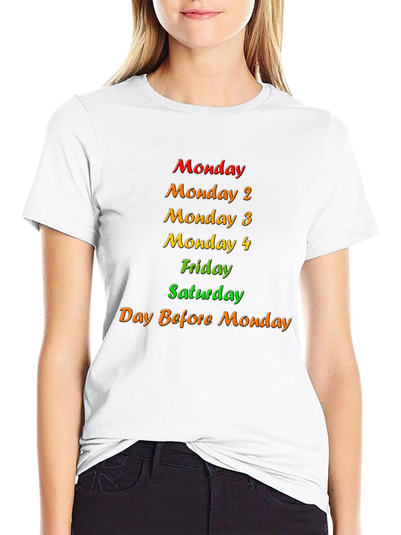 Humorous Days of the Week Graphic T-Shirt